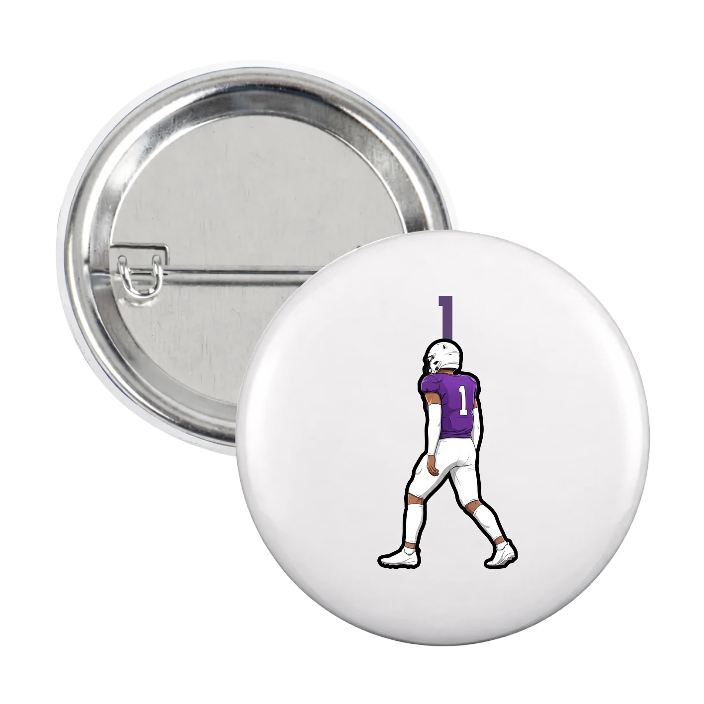 Game Day Button — Number Top in White