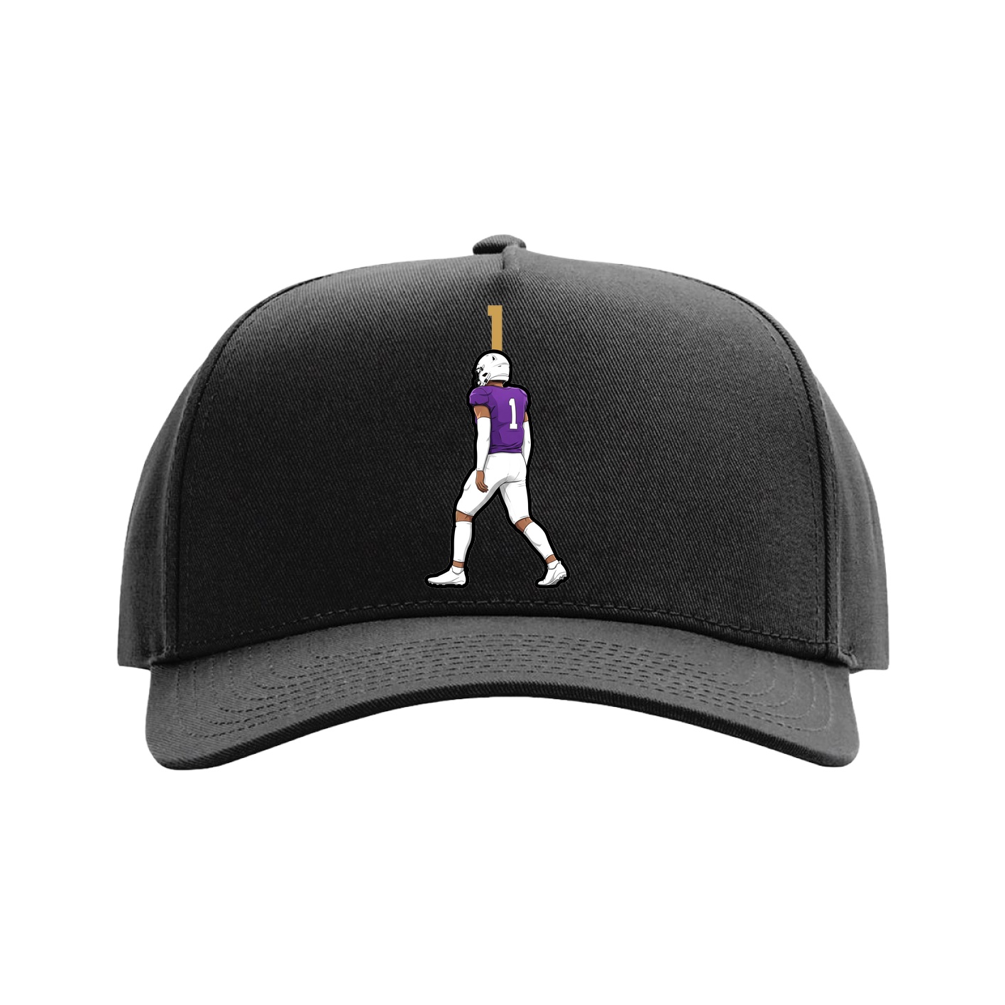 Full Fabric Five-Panel Champ Cap — Number Top in Black