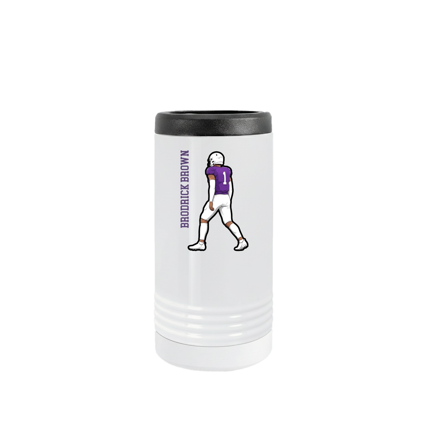 Slim Beverage Holder — Name Vertical in White