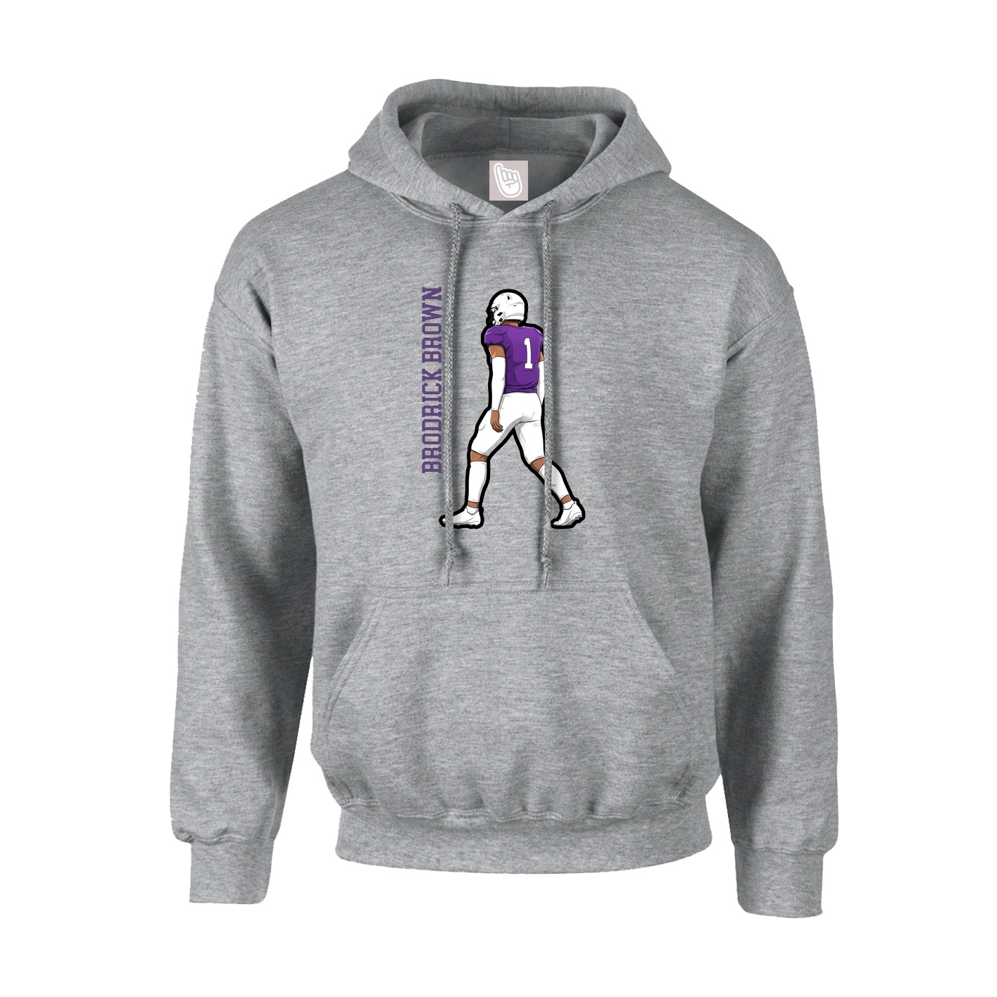 Hoodie — Name Vertical in Grey