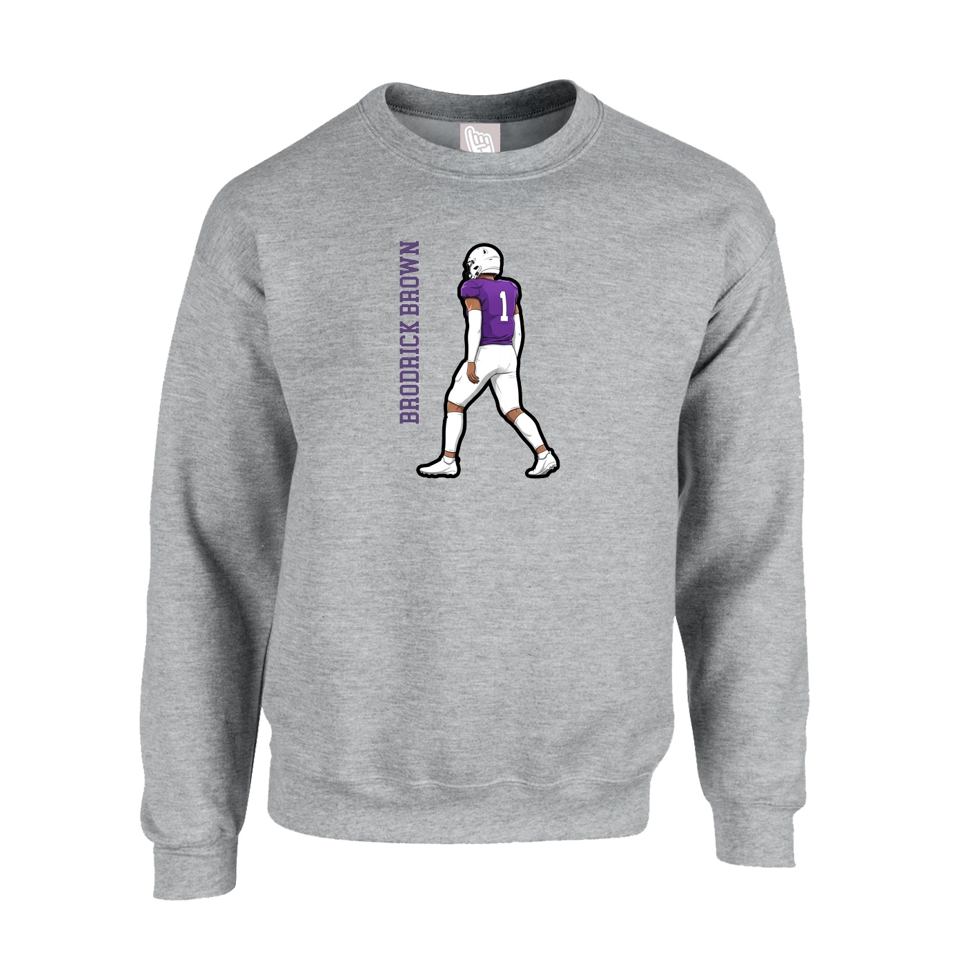 Fleece Crew — Name Vertical in Grey