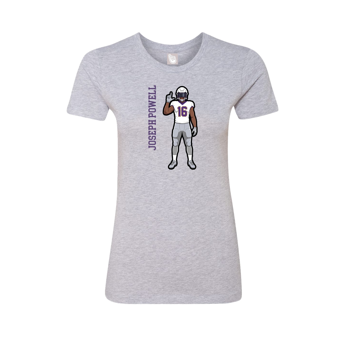 Fitted Women's Tee — Name Vertical in Grey