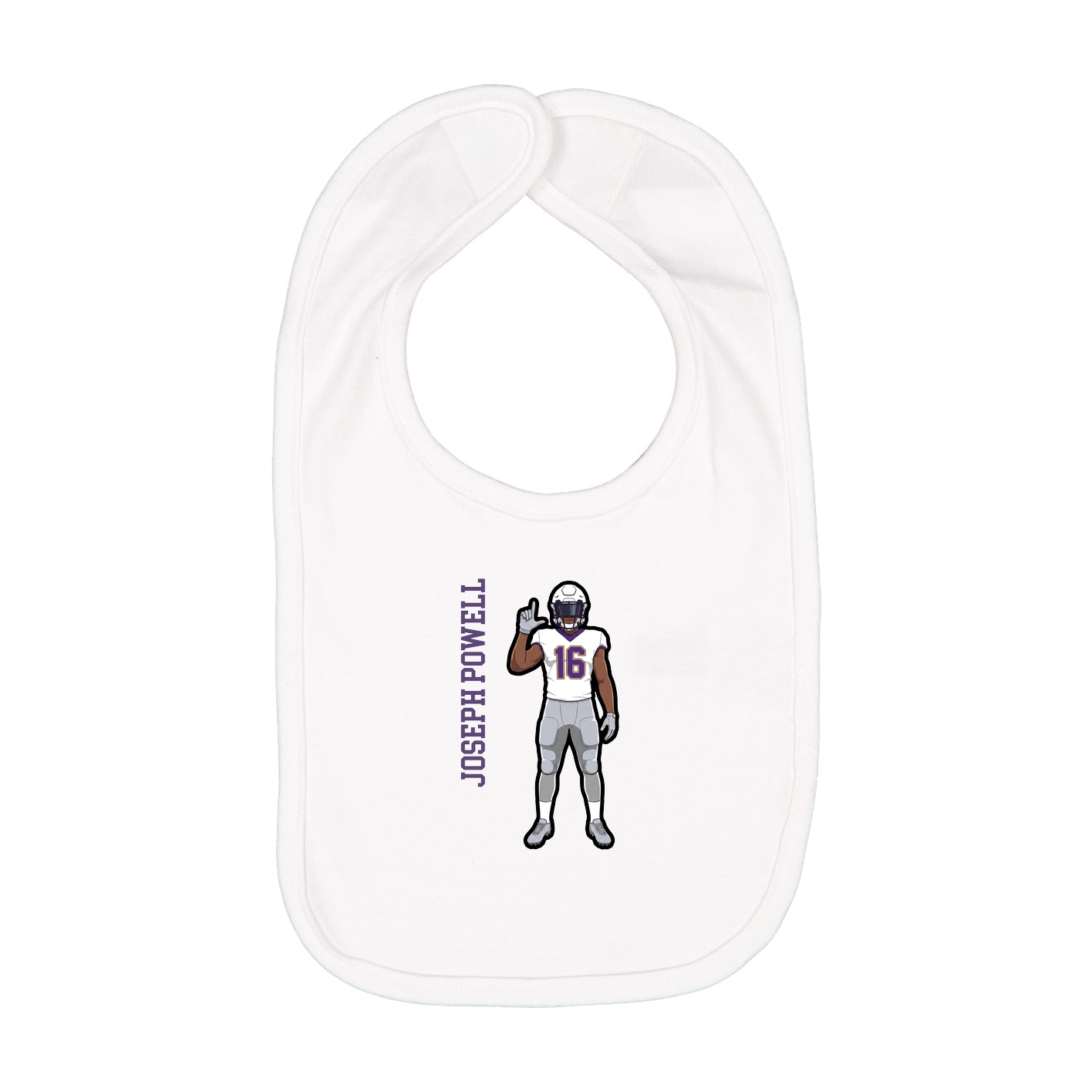 Infant Bib — Name Vertical in White