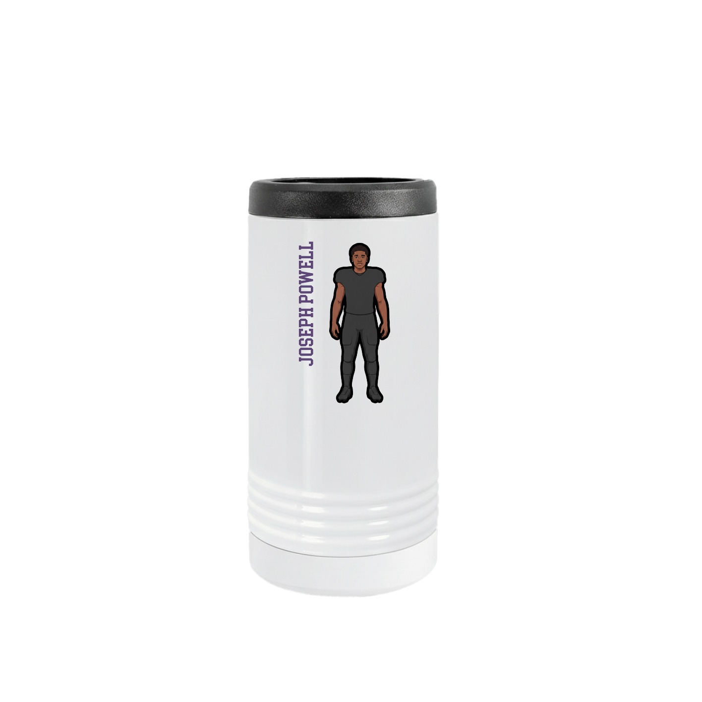 Slim Beverage Holder — Name Vertical in White