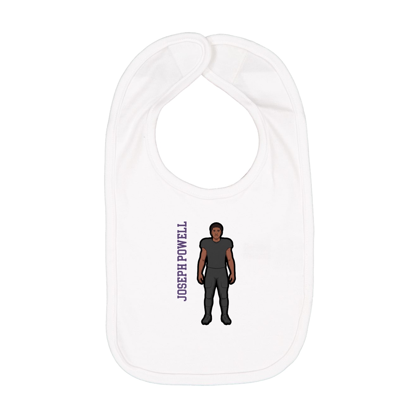 Infant Bib — Name Vertical in White