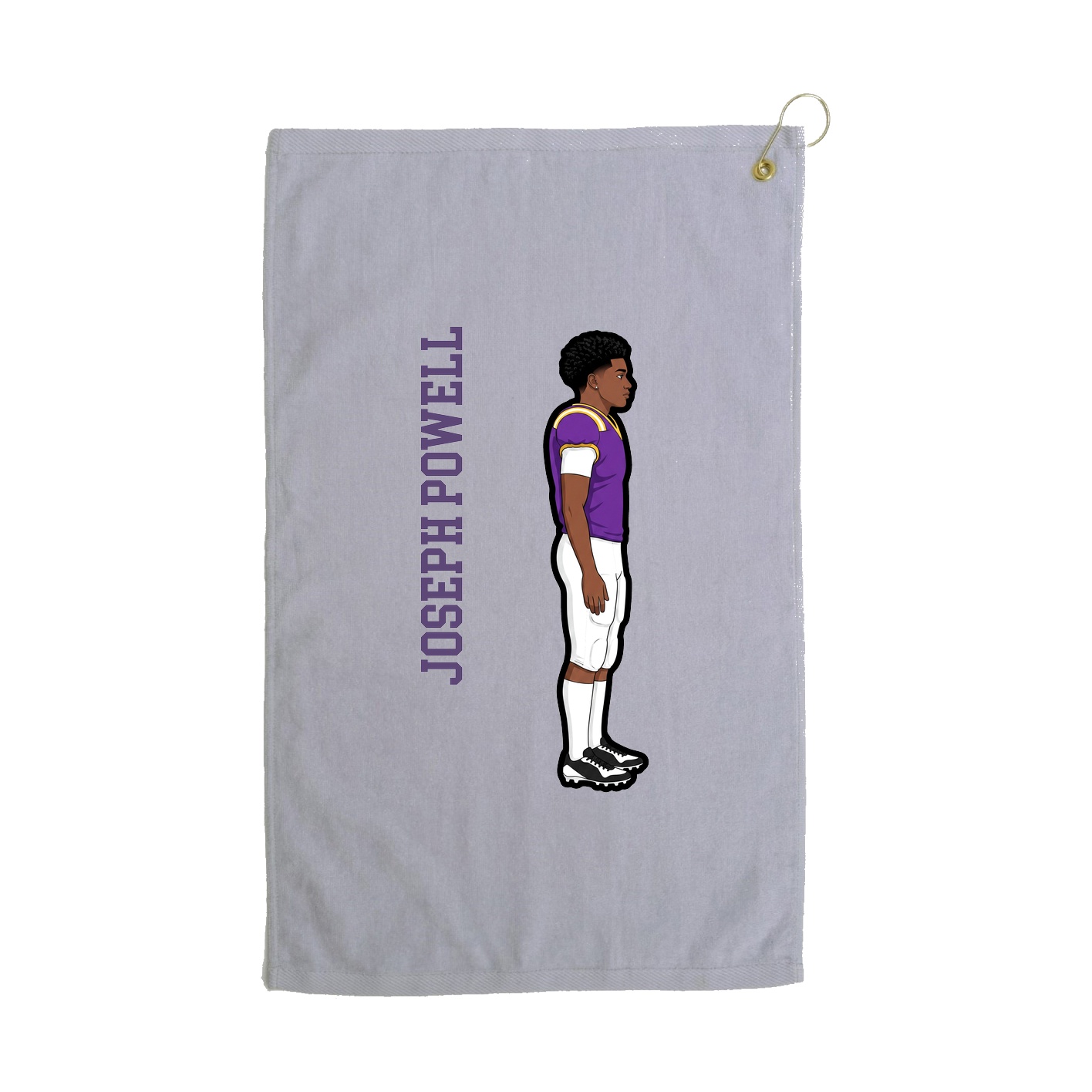 Golf Towel — Name Vertical in Grey