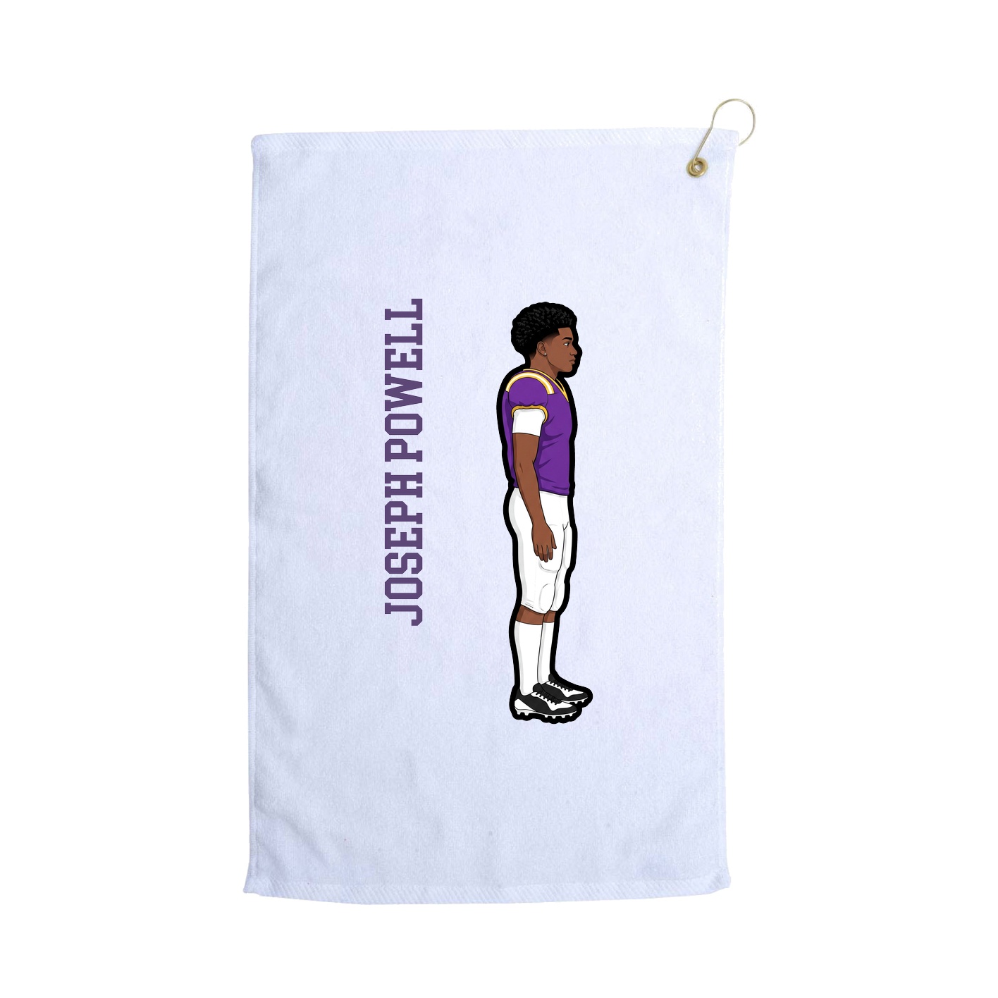 Golf Towel — Name Vertical in White