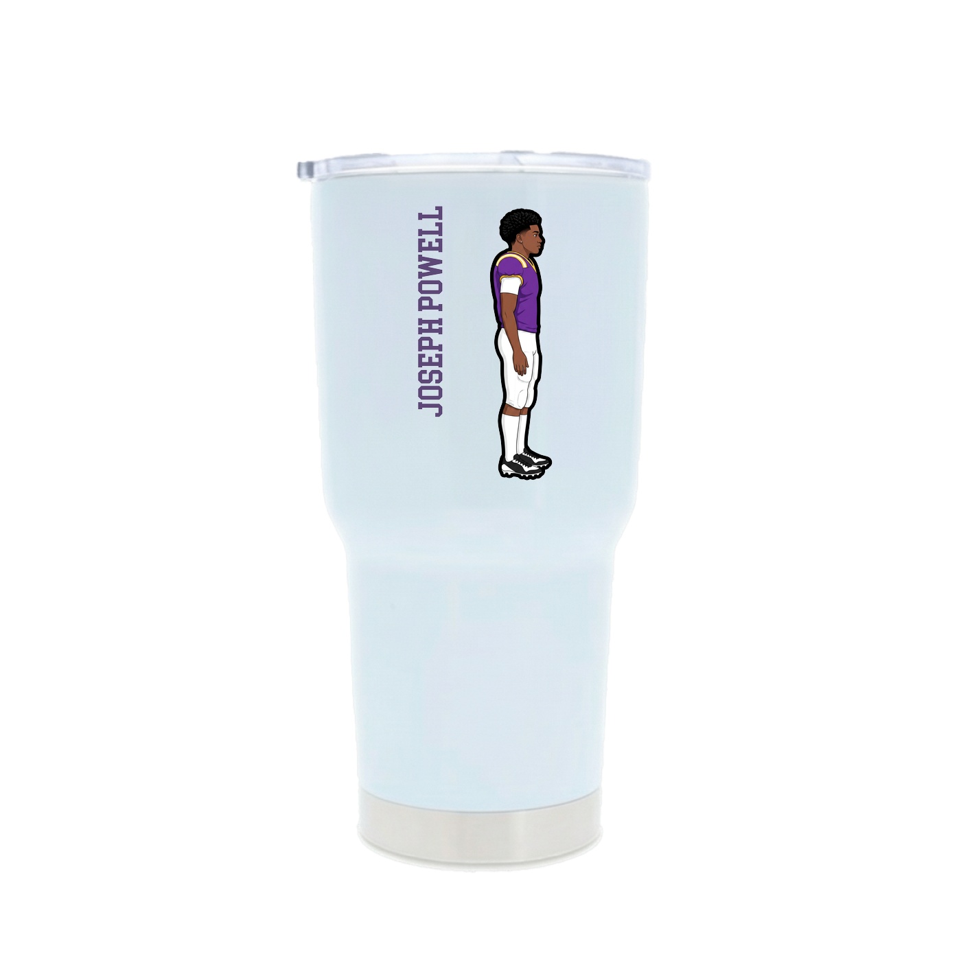 30oz Stainless Steel Tumbler — Name Vertical in White
