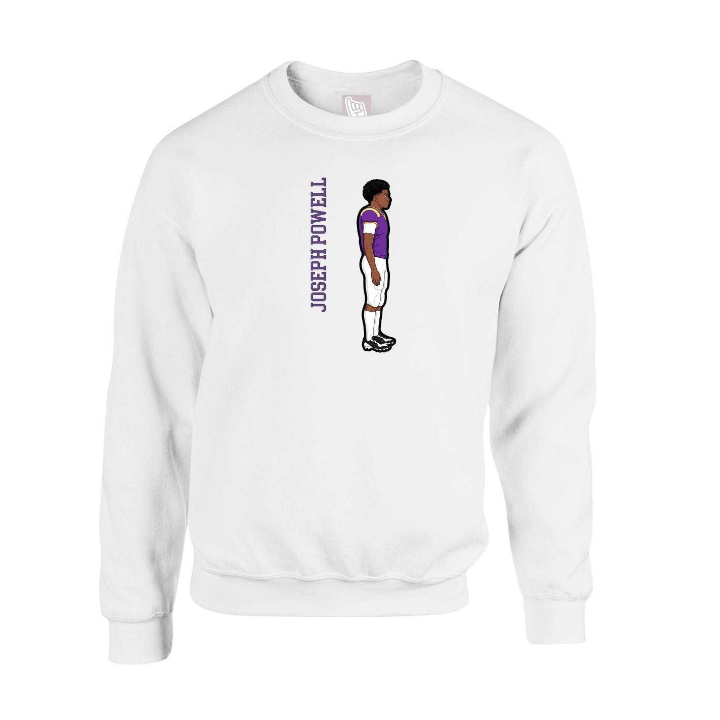 Fleece Crew — Name Vertical in White