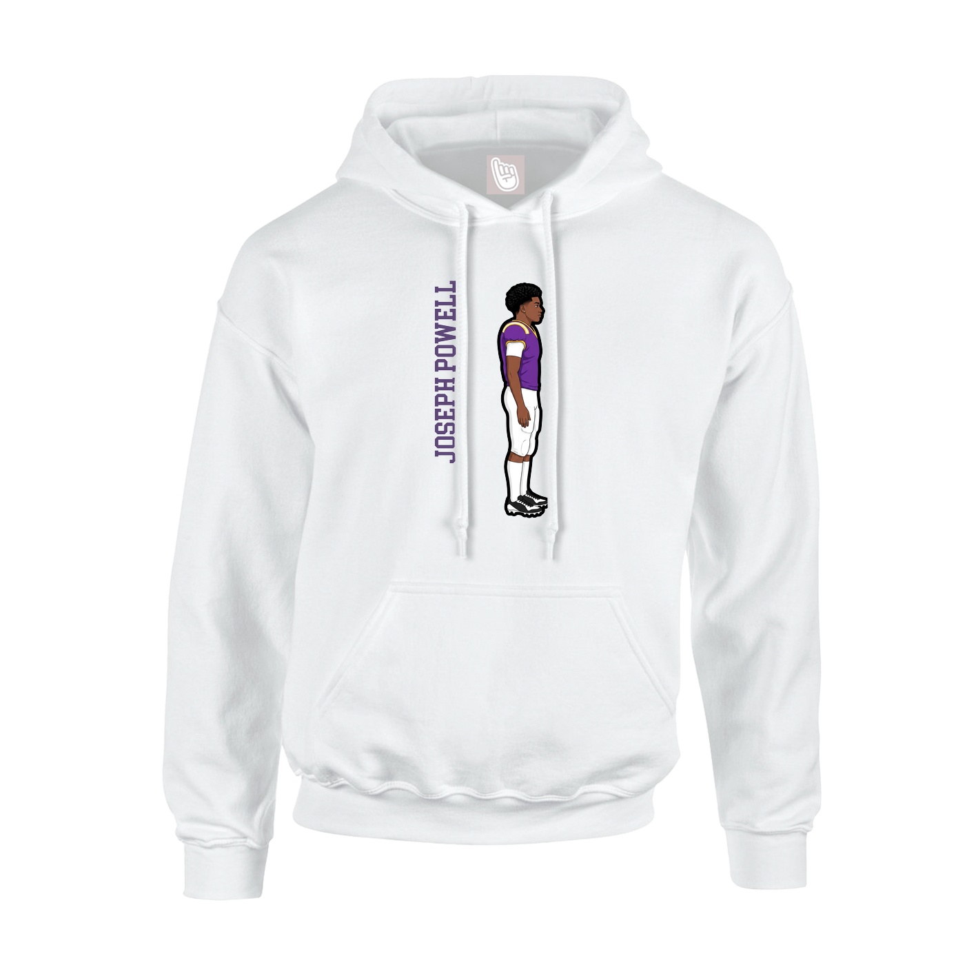 Youth Hoodie — Name Vertical in White