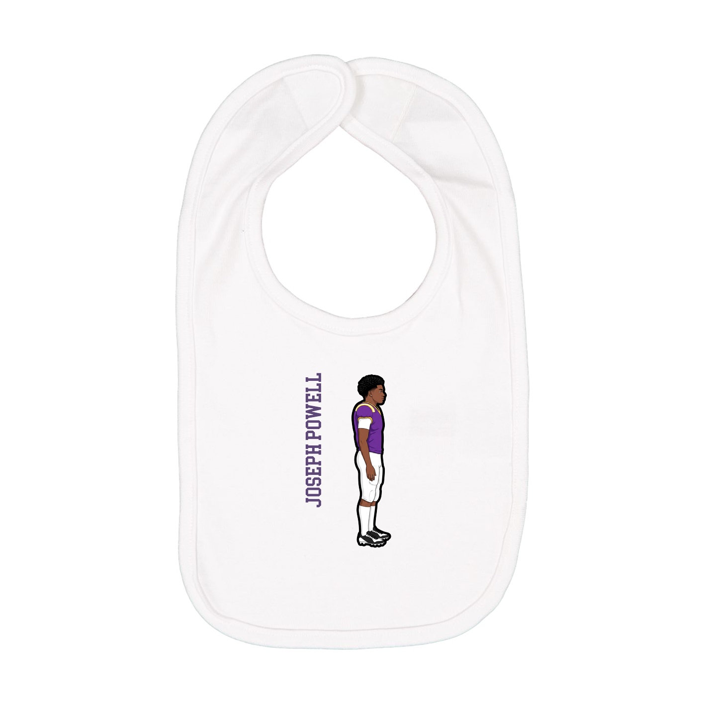 Infant Bib — Name Vertical in White