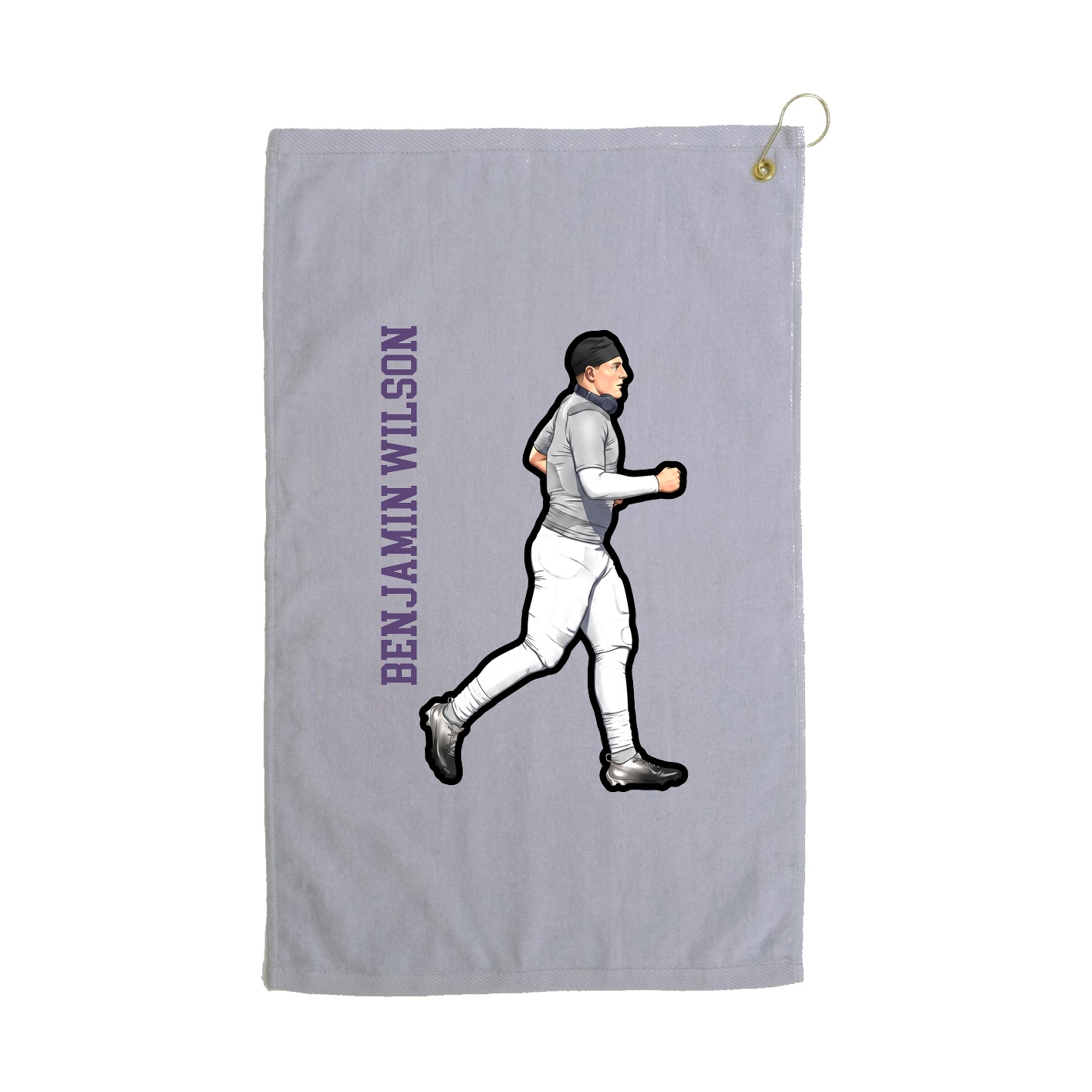 Golf Towel — Name Vertical in Grey