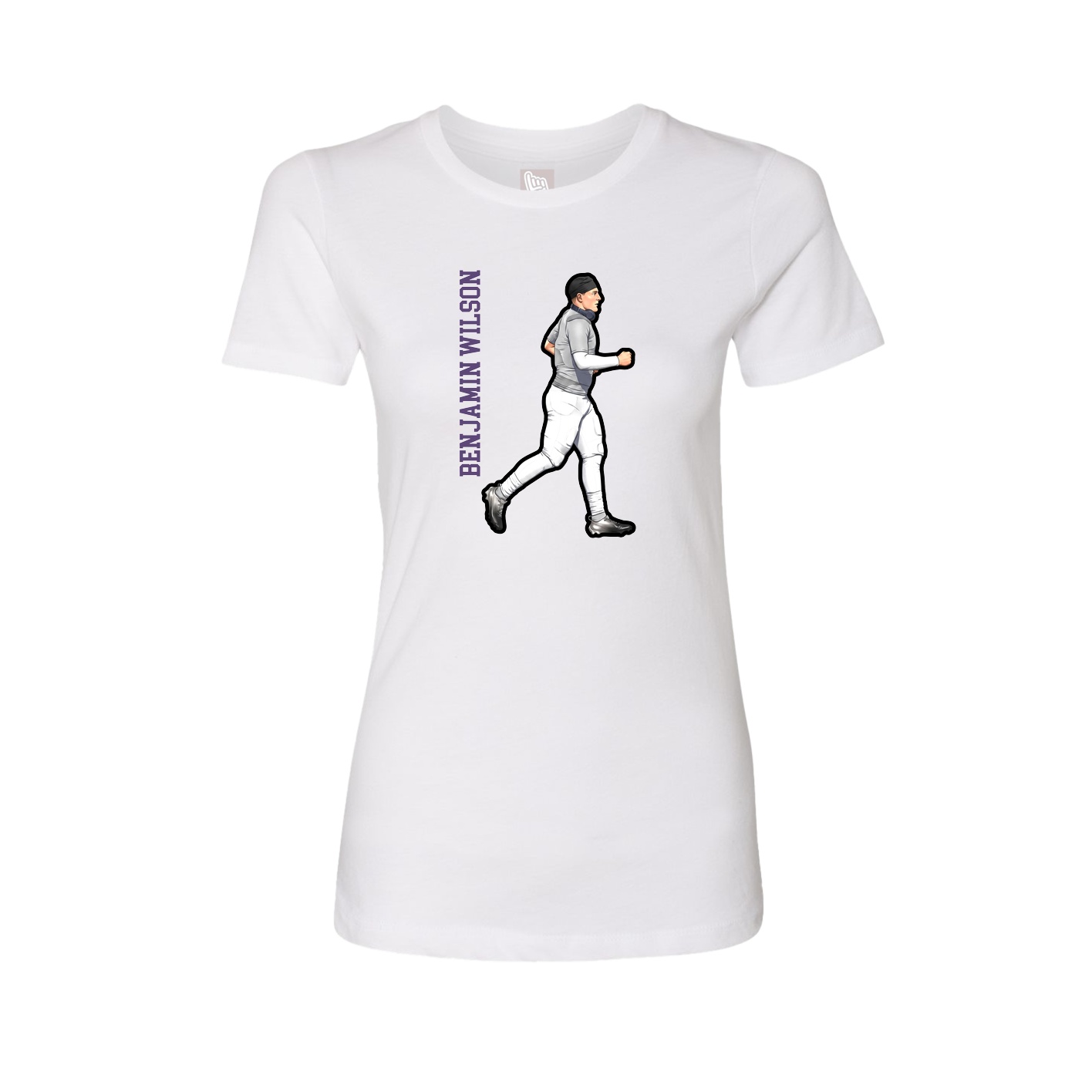 Fitted Women's Tee — Name Vertical in White