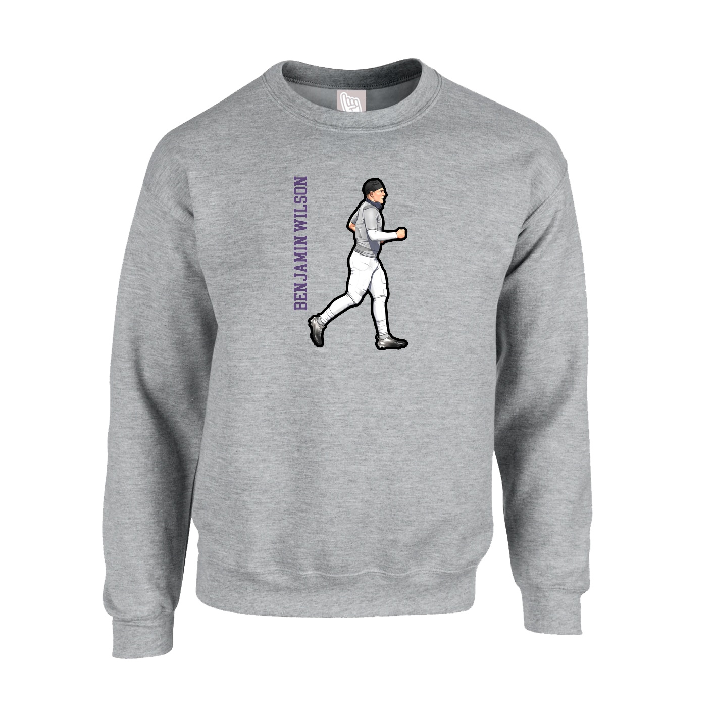 Fleece Crew — Name Vertical in Grey