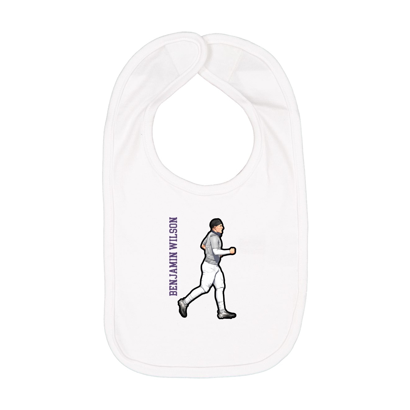 Infant Bib — Name Vertical in White