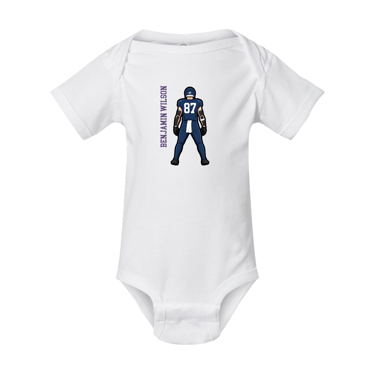 Baby Onesie — Name Vertical in White