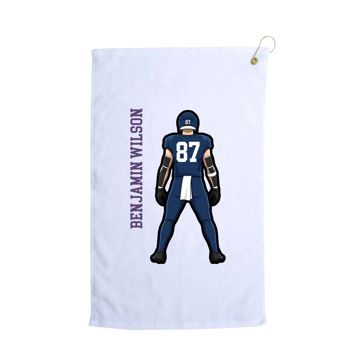 Golf Towel — Name Vertical in White