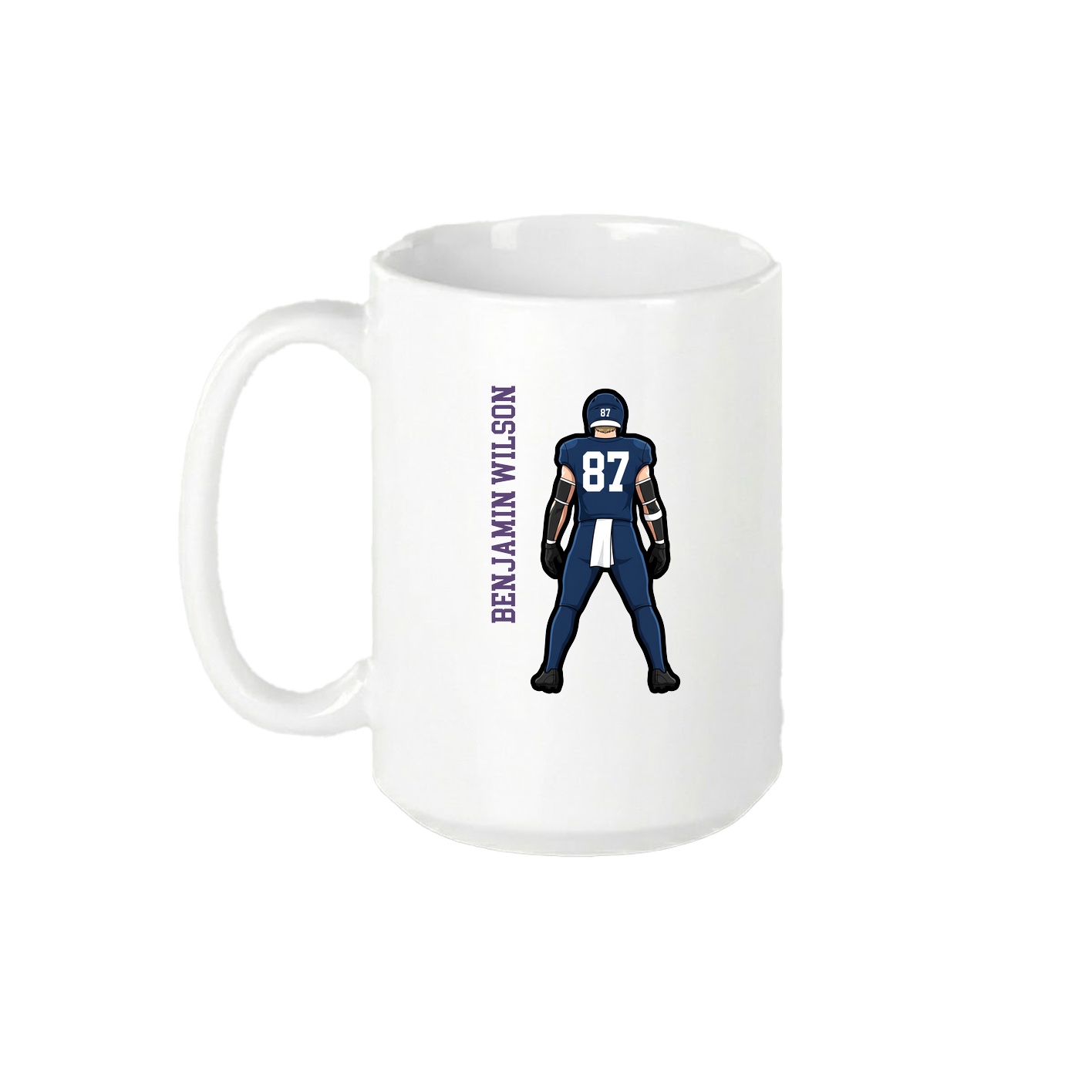 15oz Coffee Mug — Name Vertical in White