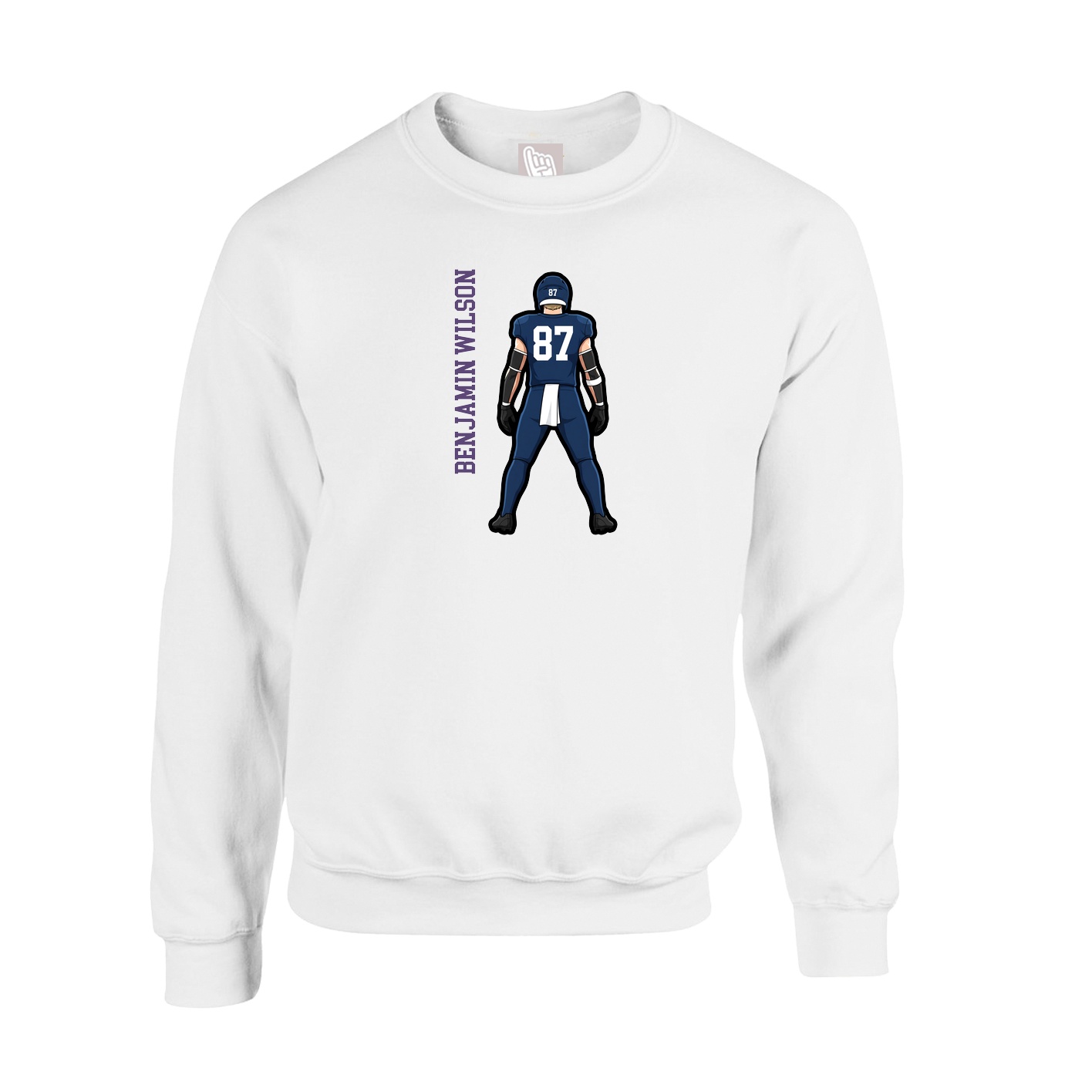 Fleece Crew — Name Vertical in White