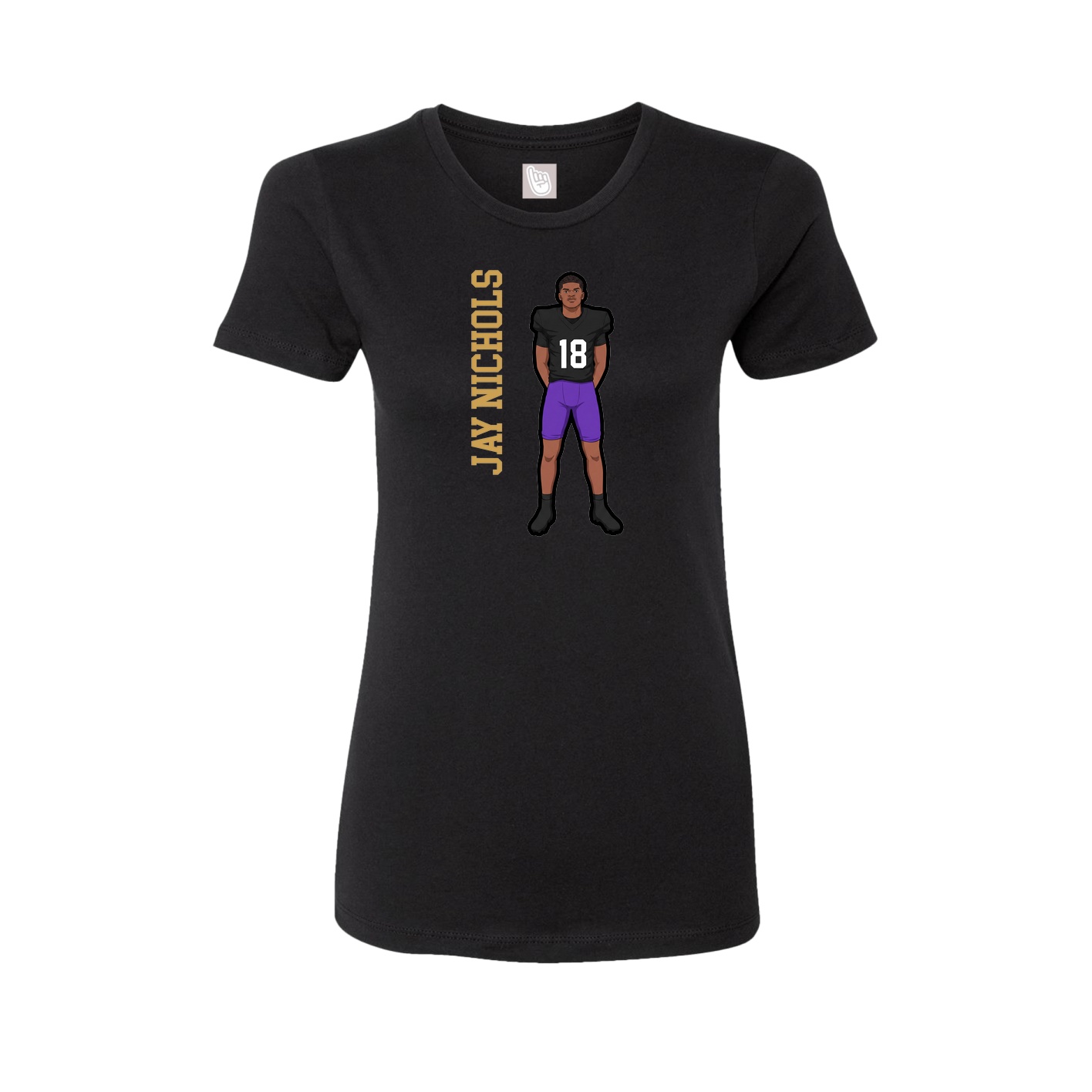 Womens Tee — Name Vertical in Black