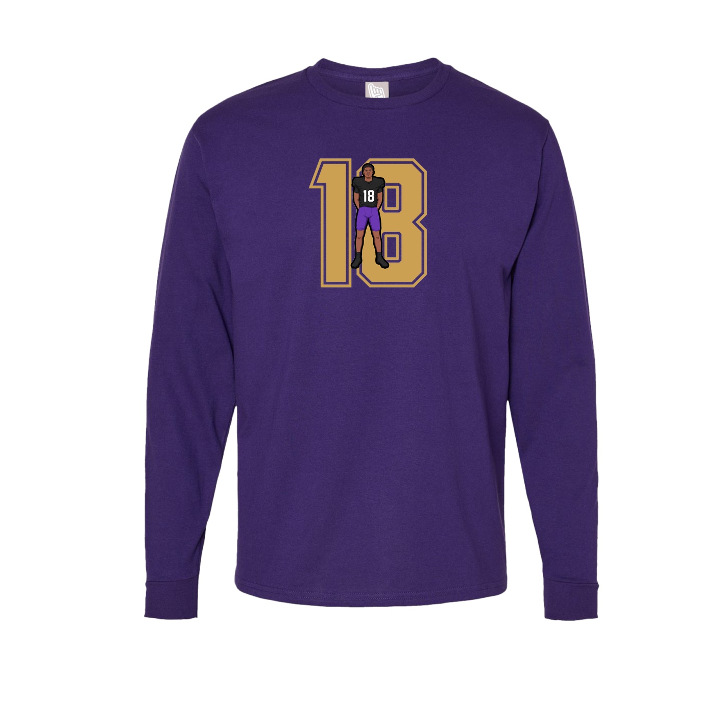 Long Sleeve Tee — Number in Purple
