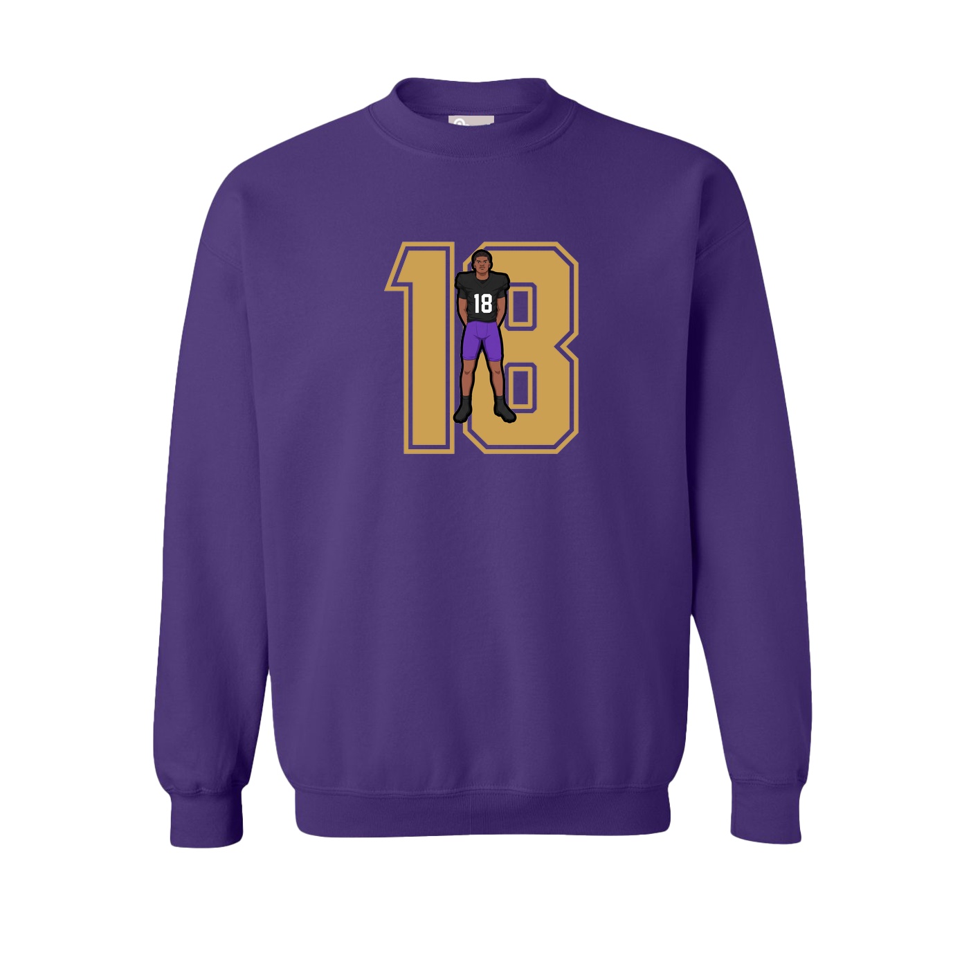 Fleece Crew — Number in Purple