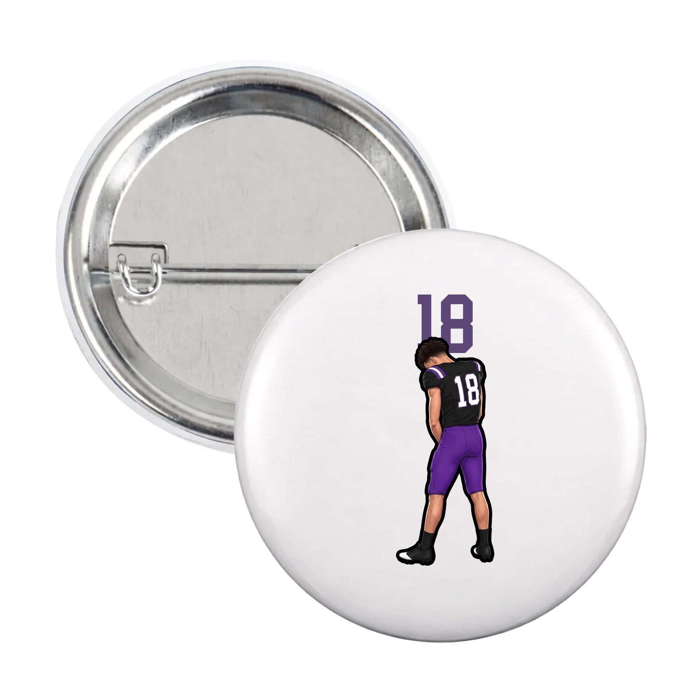 Game Day Button — Number Top in White