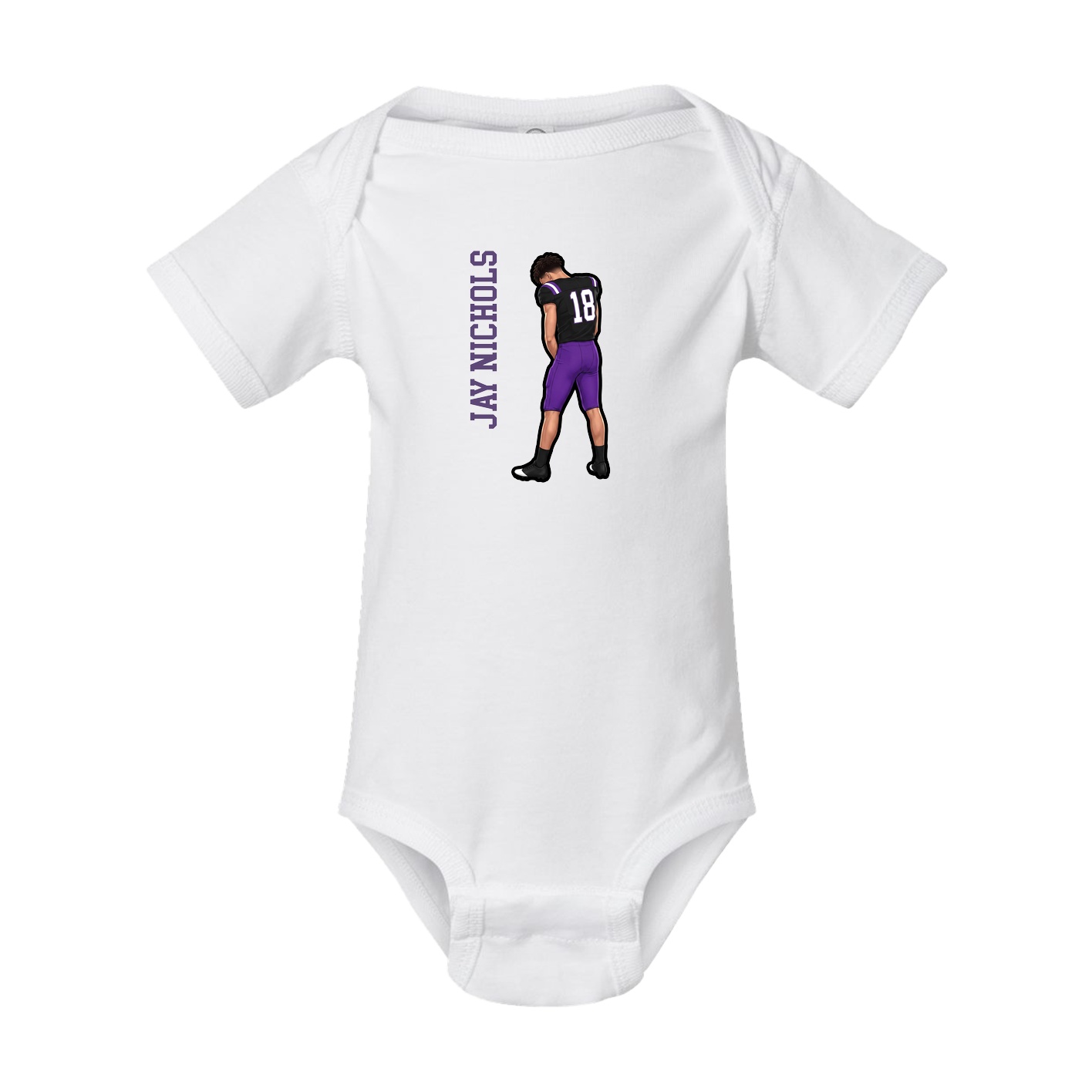 Baby Onesie — Name Vertical in White