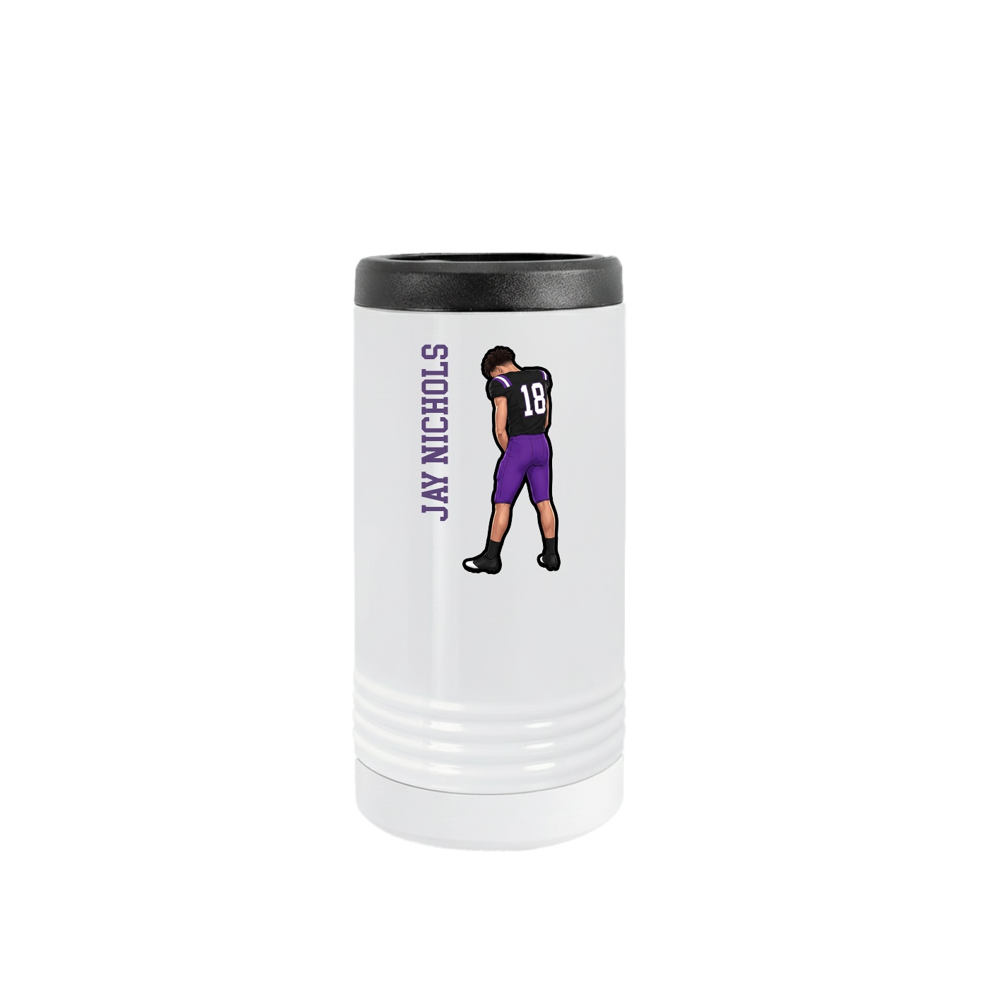 Slim Beverage Holder — Name Vertical in White