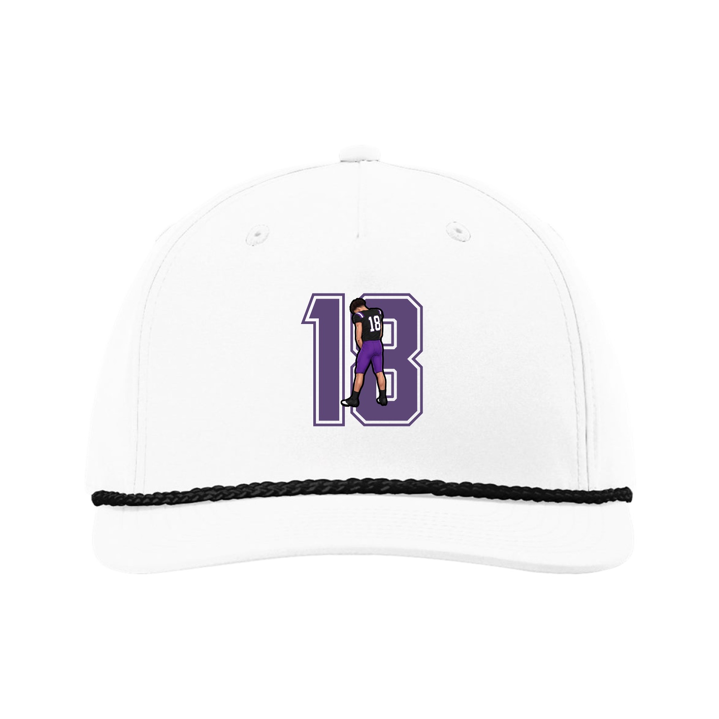 Five-Panel Classic Rope Cap — Number in White