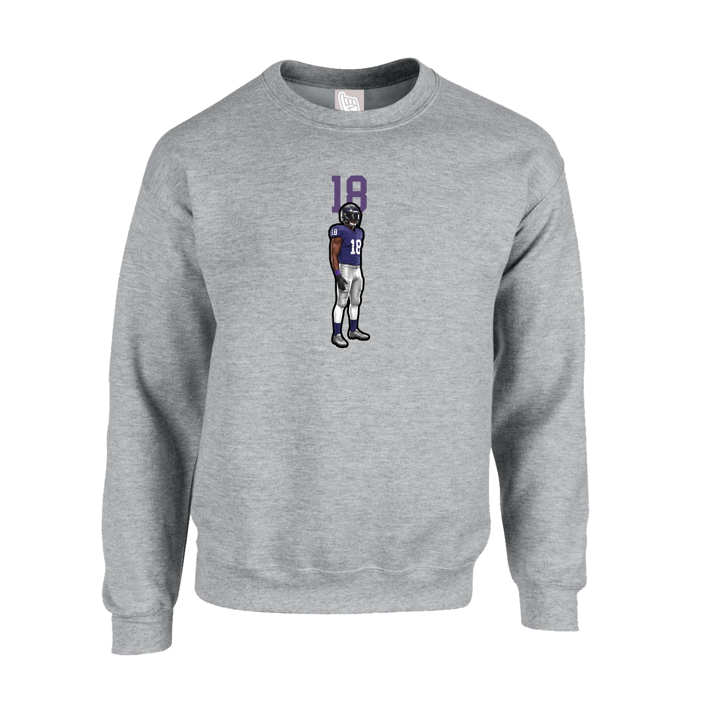 Fleece Crew — Number Top in Grey