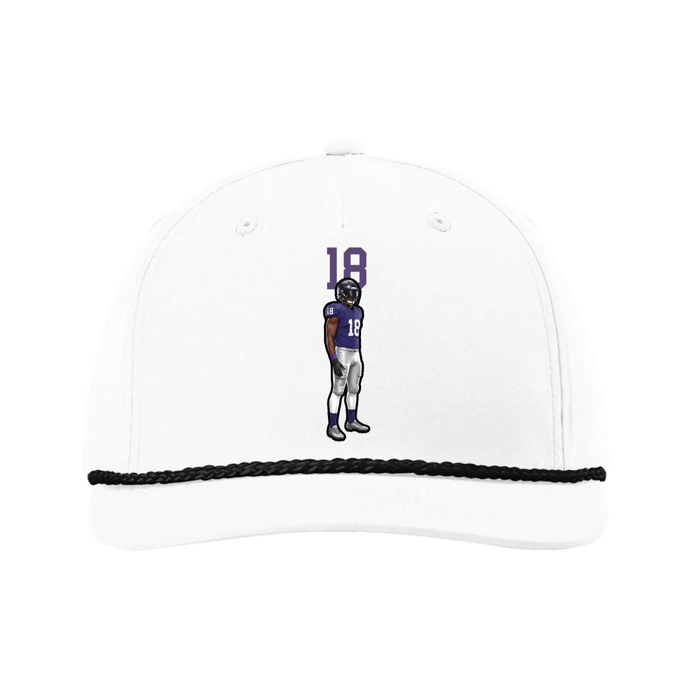 Five-Panel Classic Rope Cap — Number Top in White