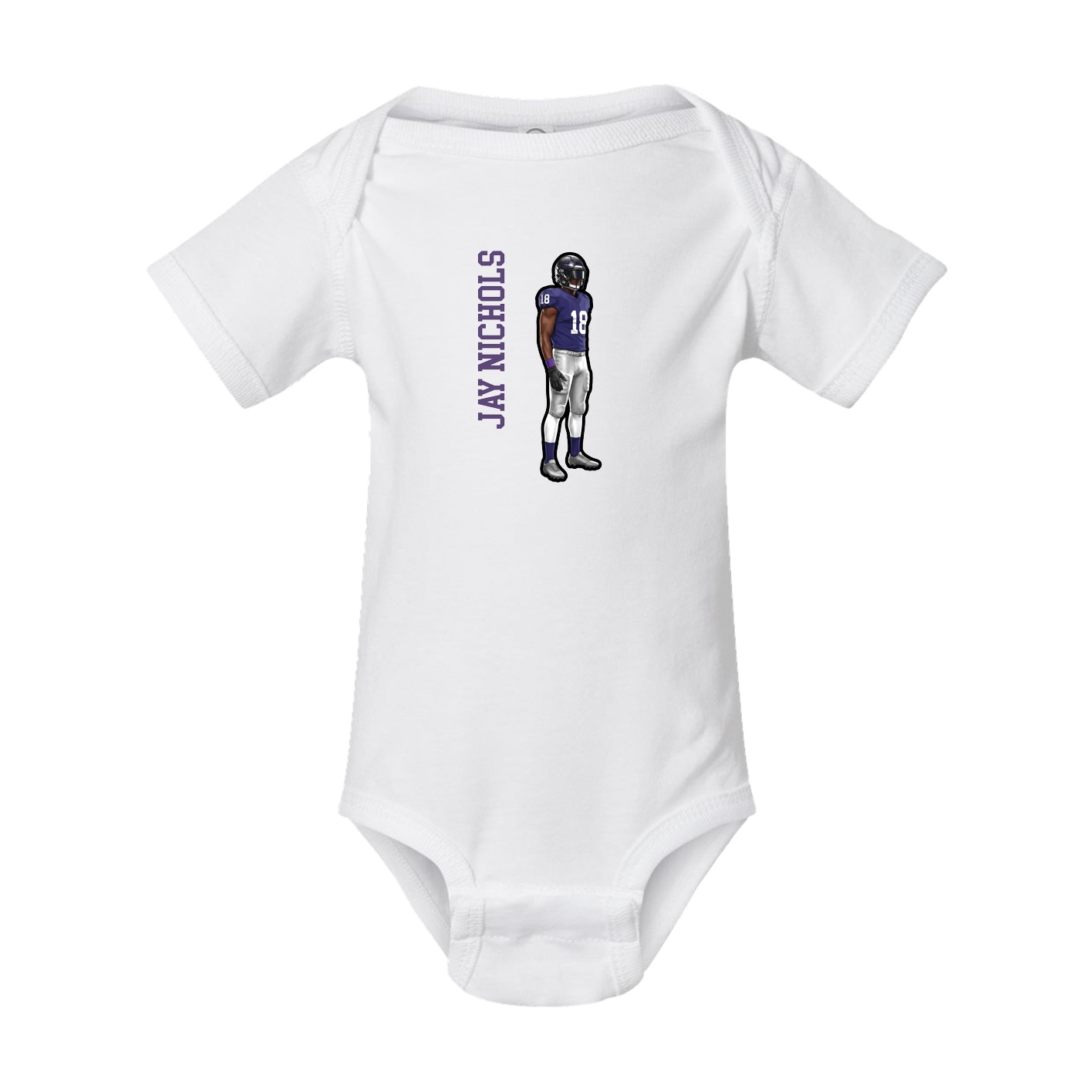 Baby Onesie — Name Vertical in White