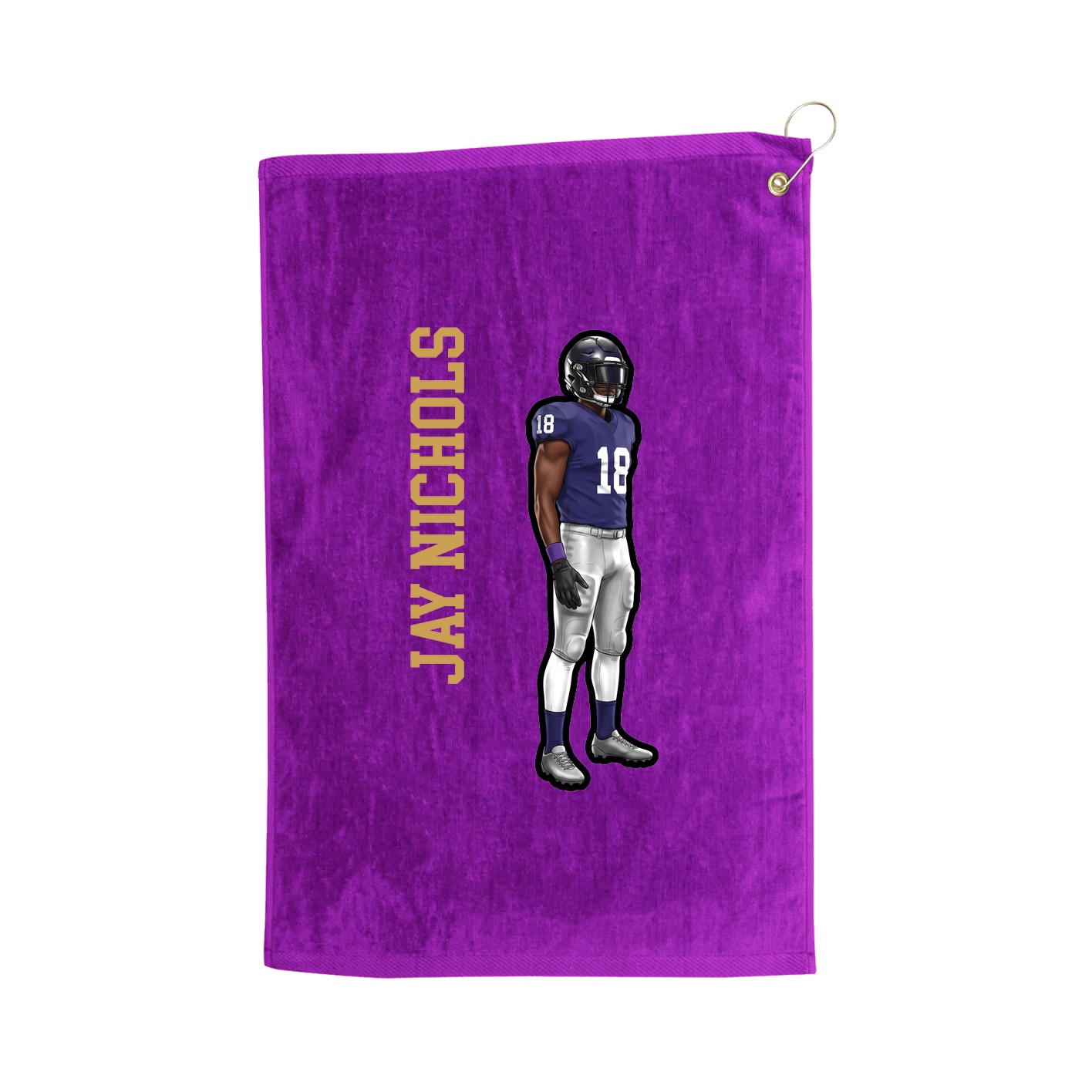 Golf Towel — Name Vertical in Purple