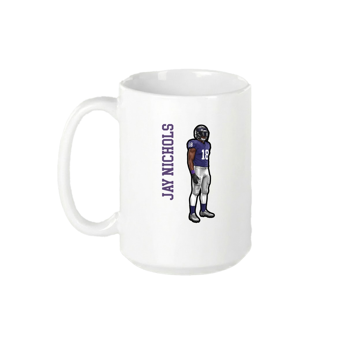 15oz Coffee Mug — Name Vertical in White
