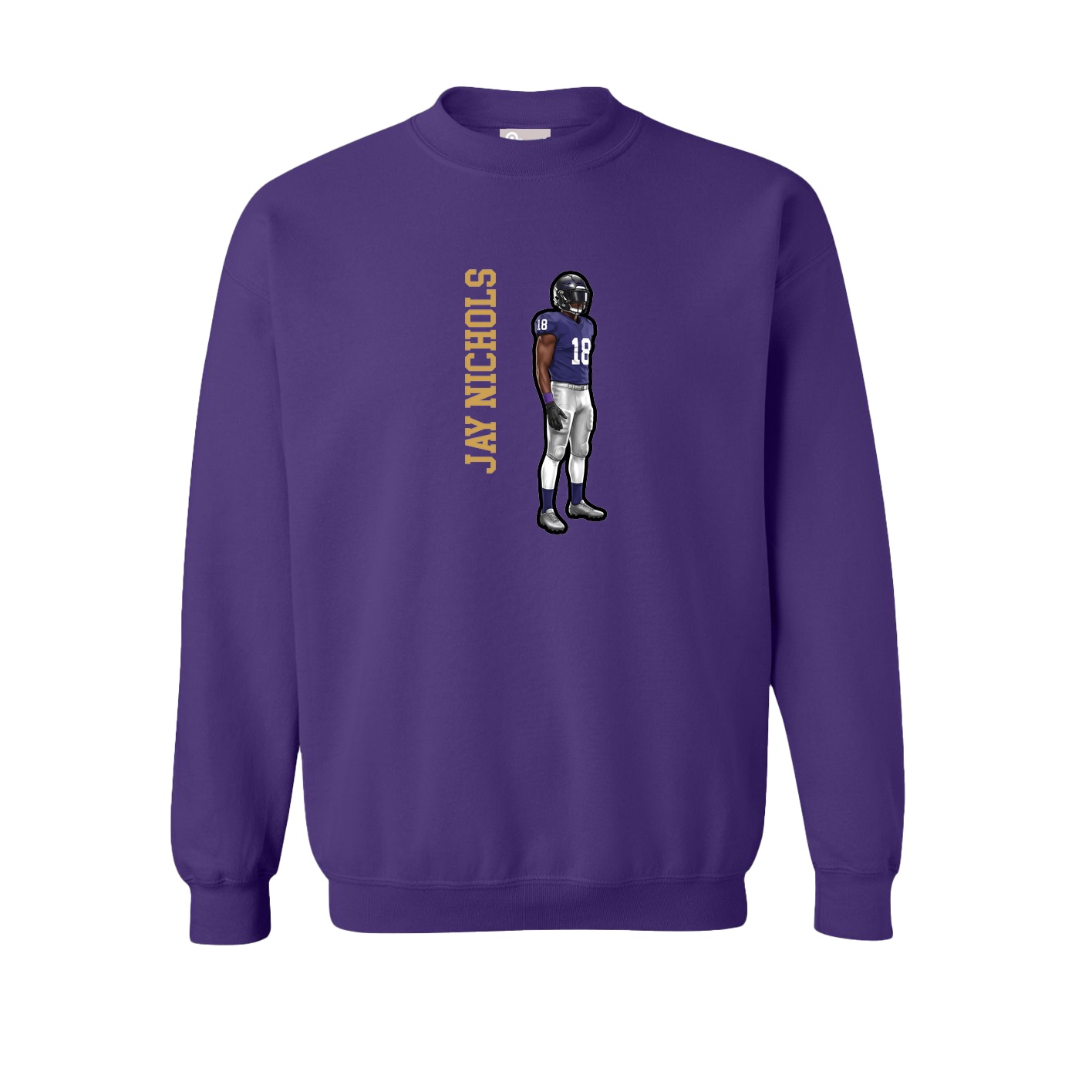 Fleece Crew — Name Vertical in Purple