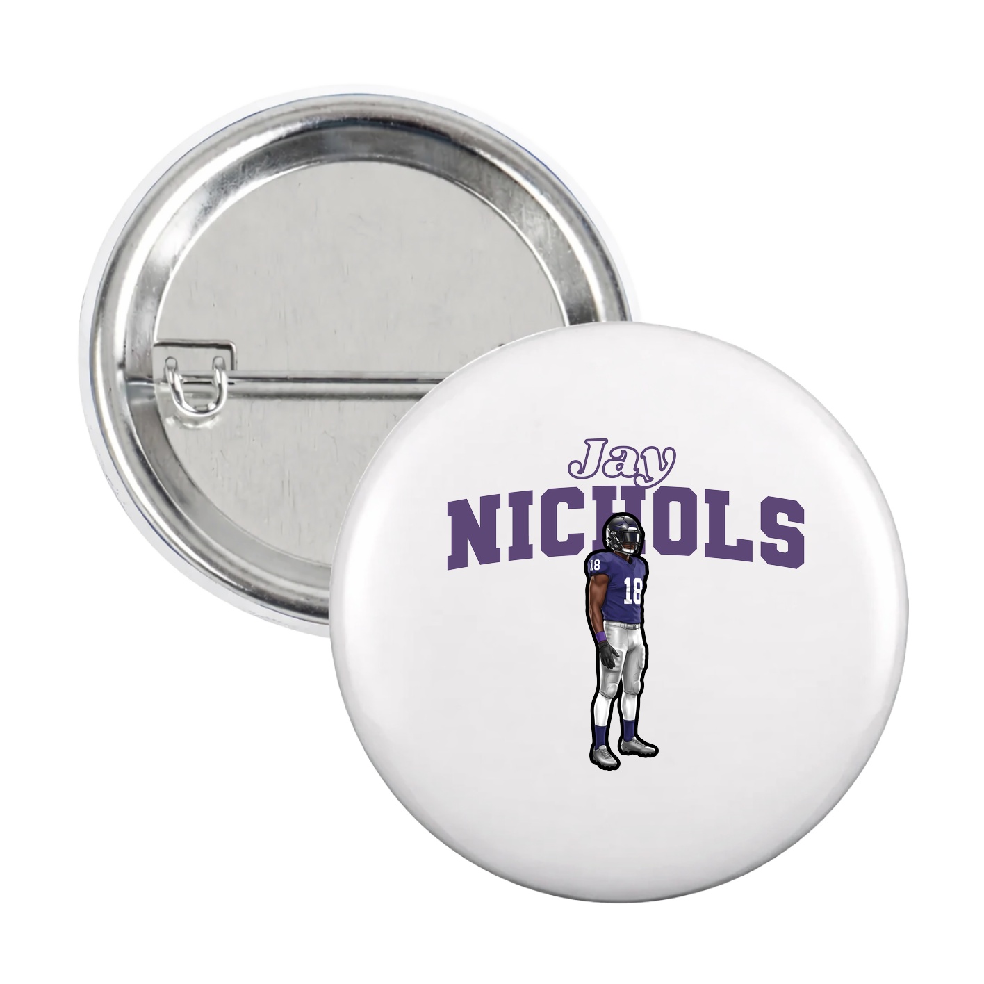 Game Day Button — Name Arch in White