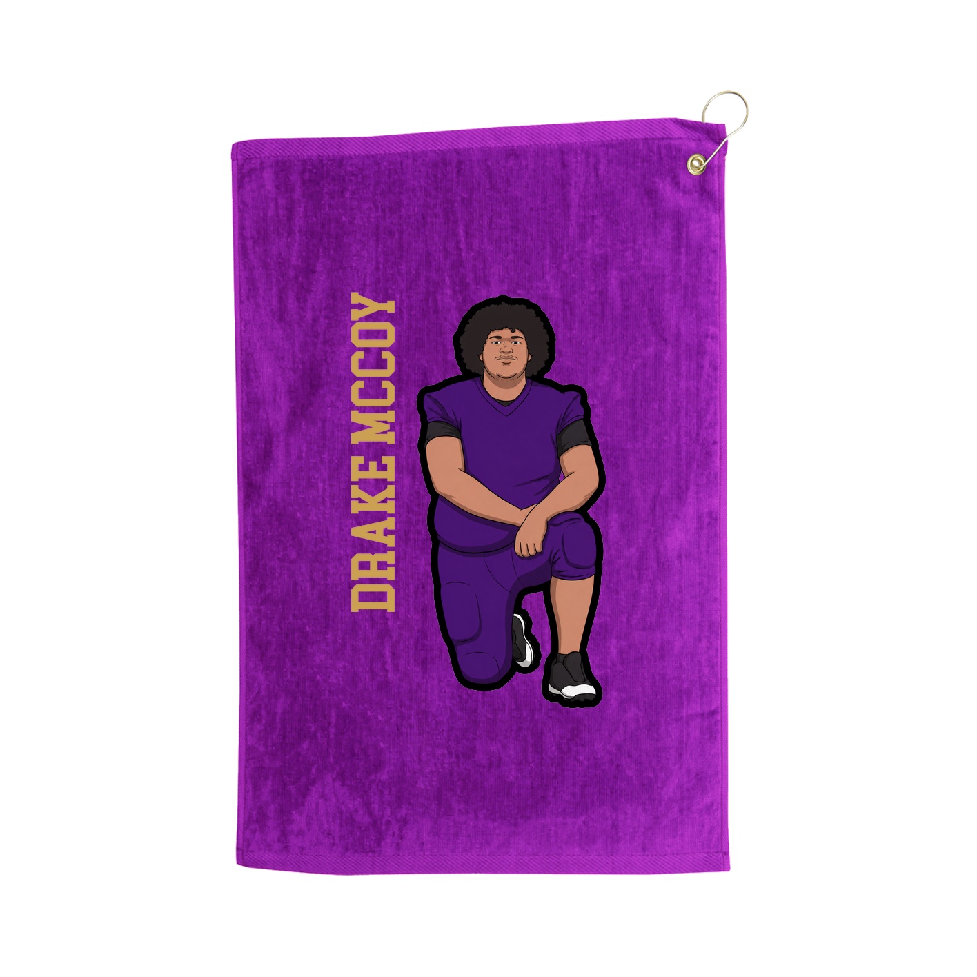 Golf Towel — Name Vertical in Purple
