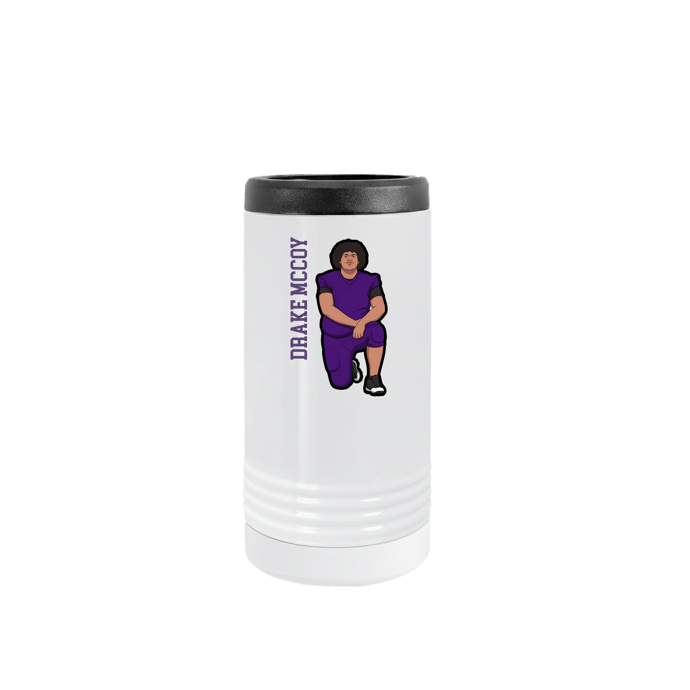 Slim Beverage Holder — Name Vertical in White