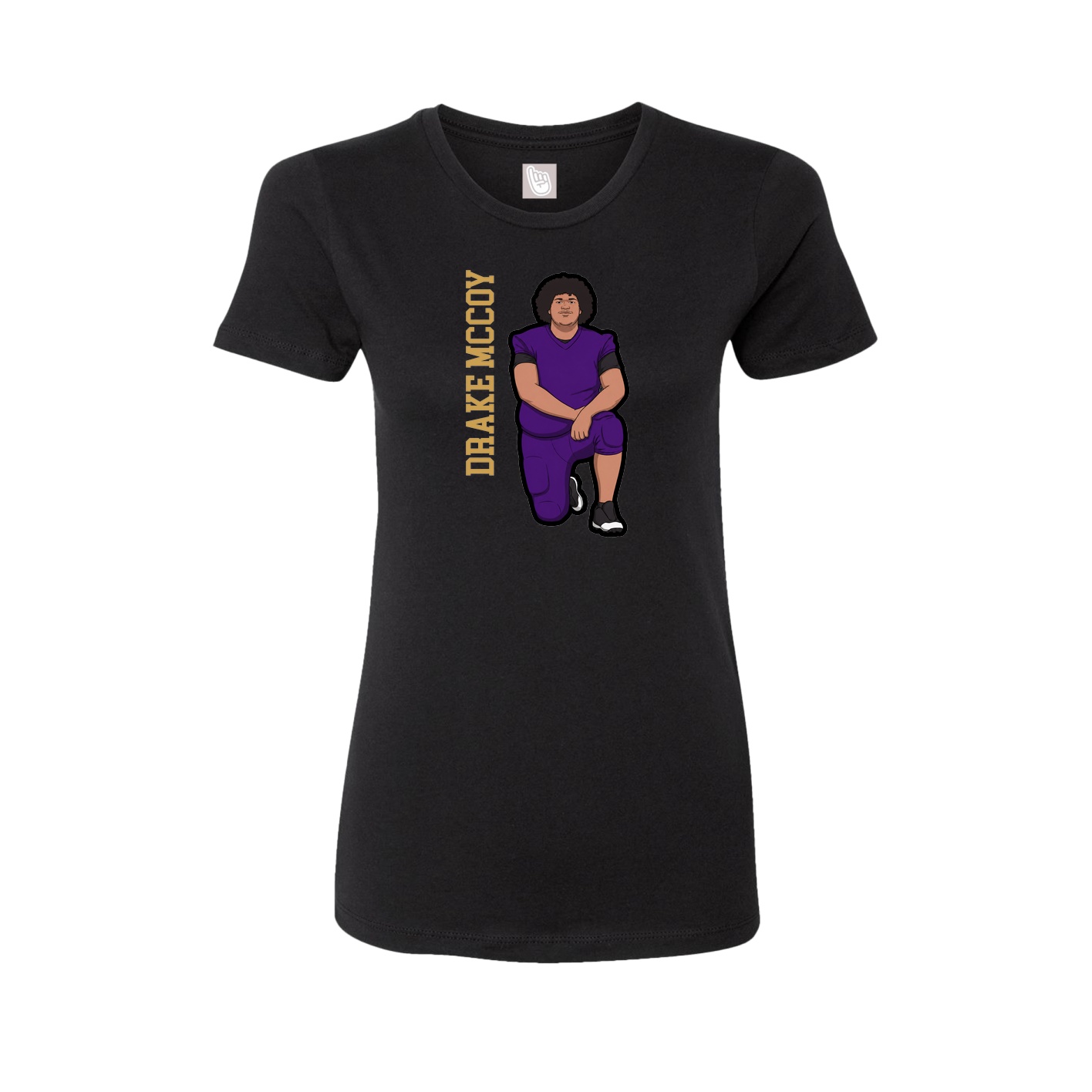 Fitted Women's Tee — Name Vertical in Black