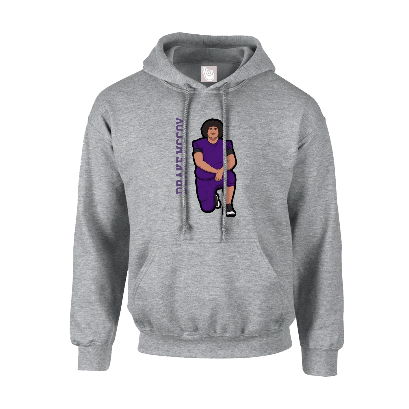 Youth Hoodie — Name Vertical in Grey