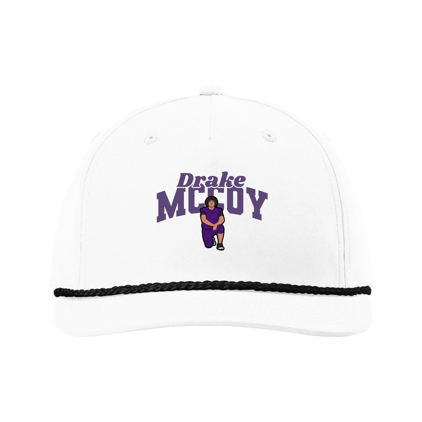 Five-Panel Classic Rope Cap — Signature Arch in White