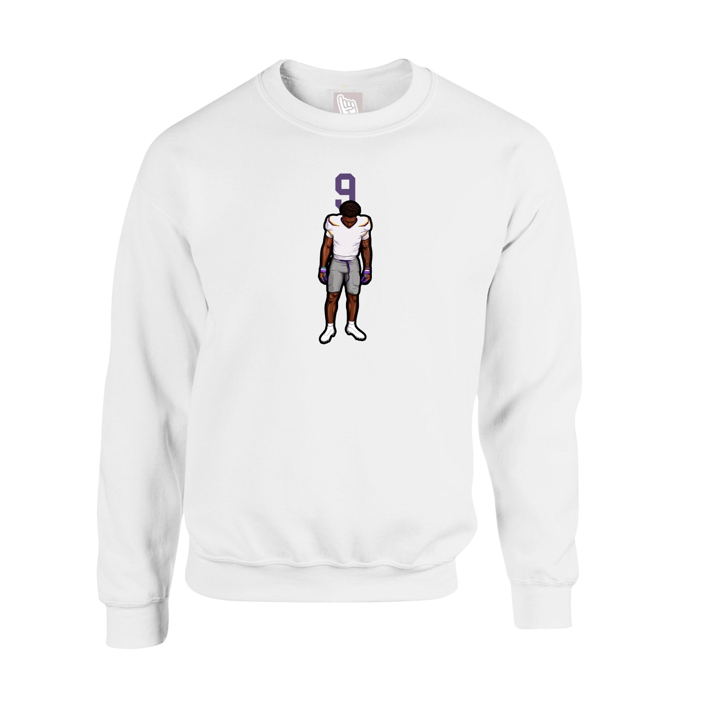 Fleece Crew — Number Top in White