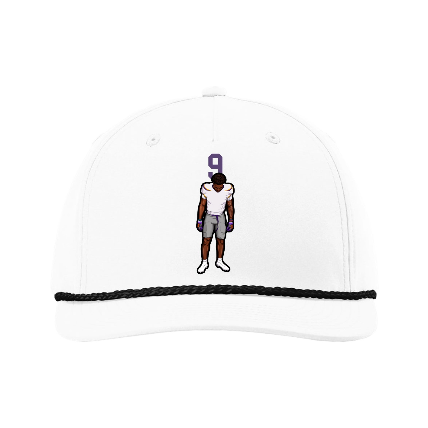 Five-Panel Classic Rope Cap — Number Top in White