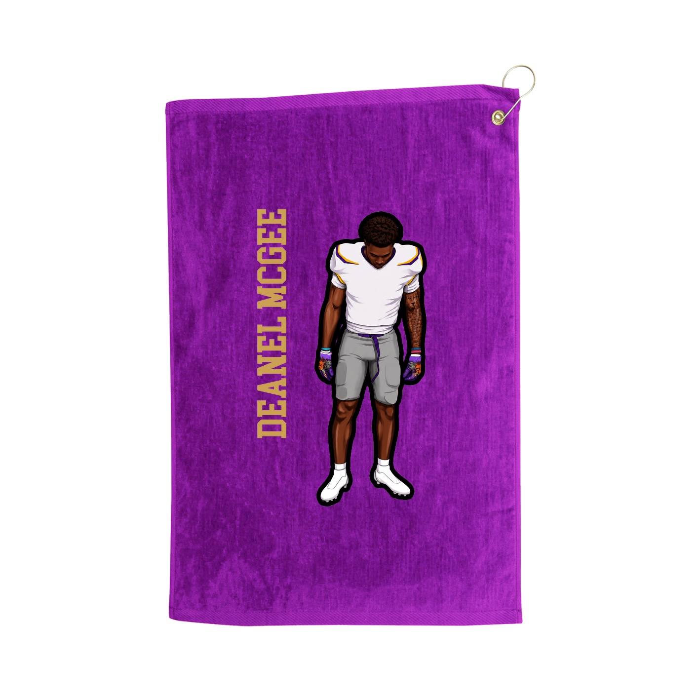 Golf Towel — Name Vertical in Purple