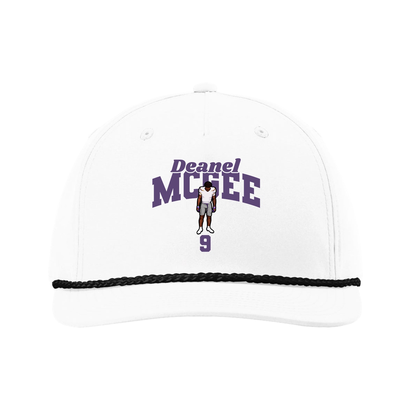 Five-Panel Classic Rope Cap — Signature Arch in White