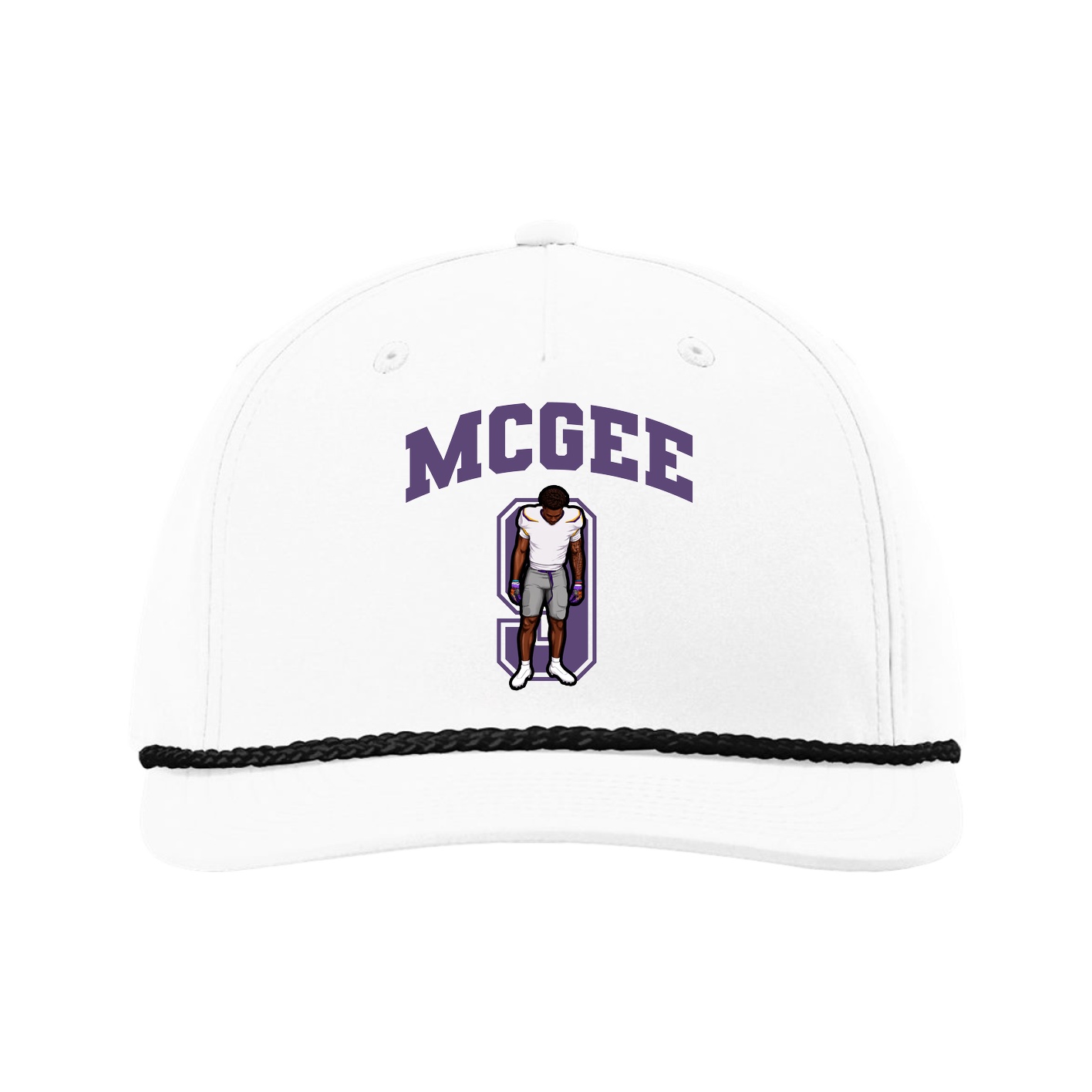 Five-Panel Classic Rope Cap — Number in White
