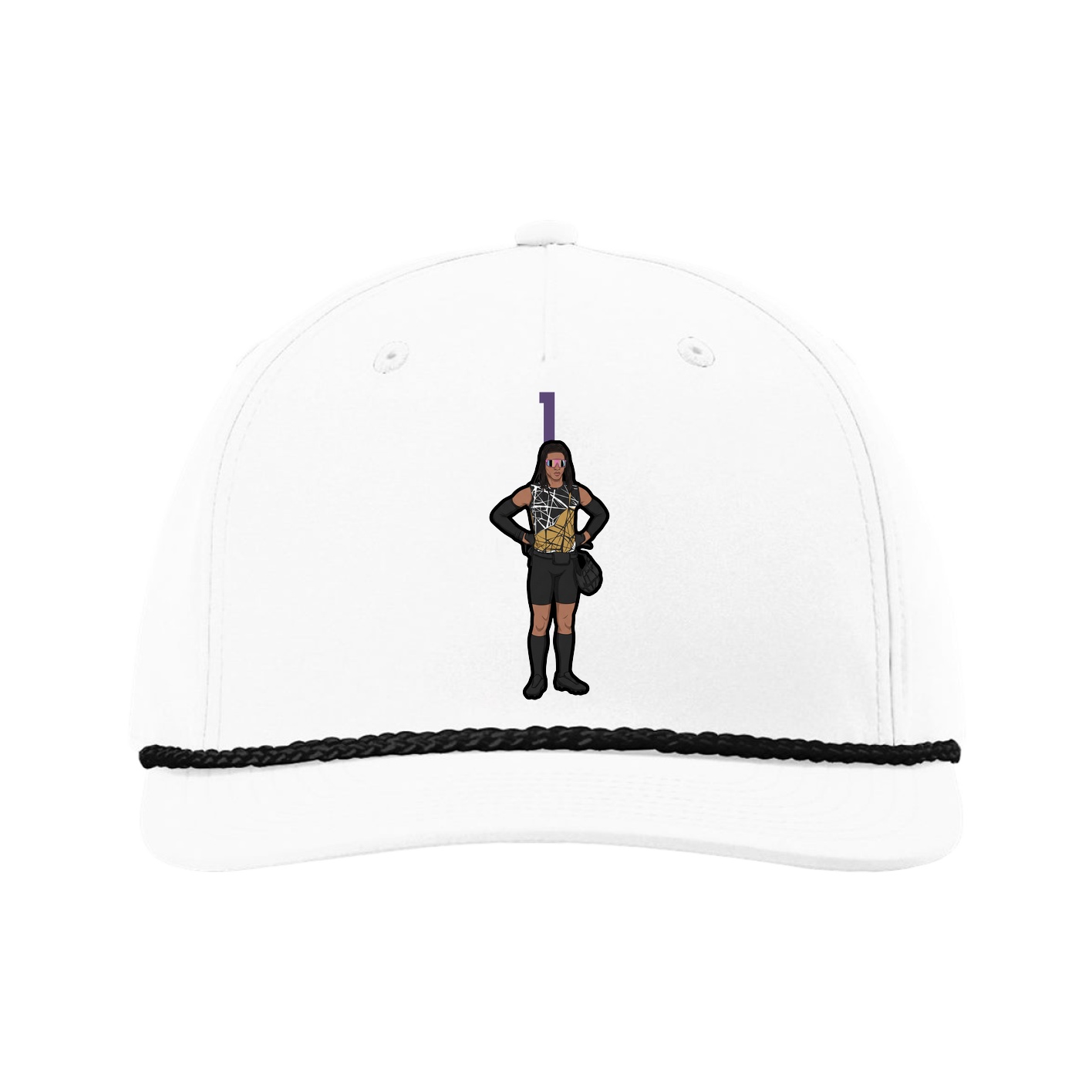 Five-Panel Classic Rope Cap — Number Top in White
