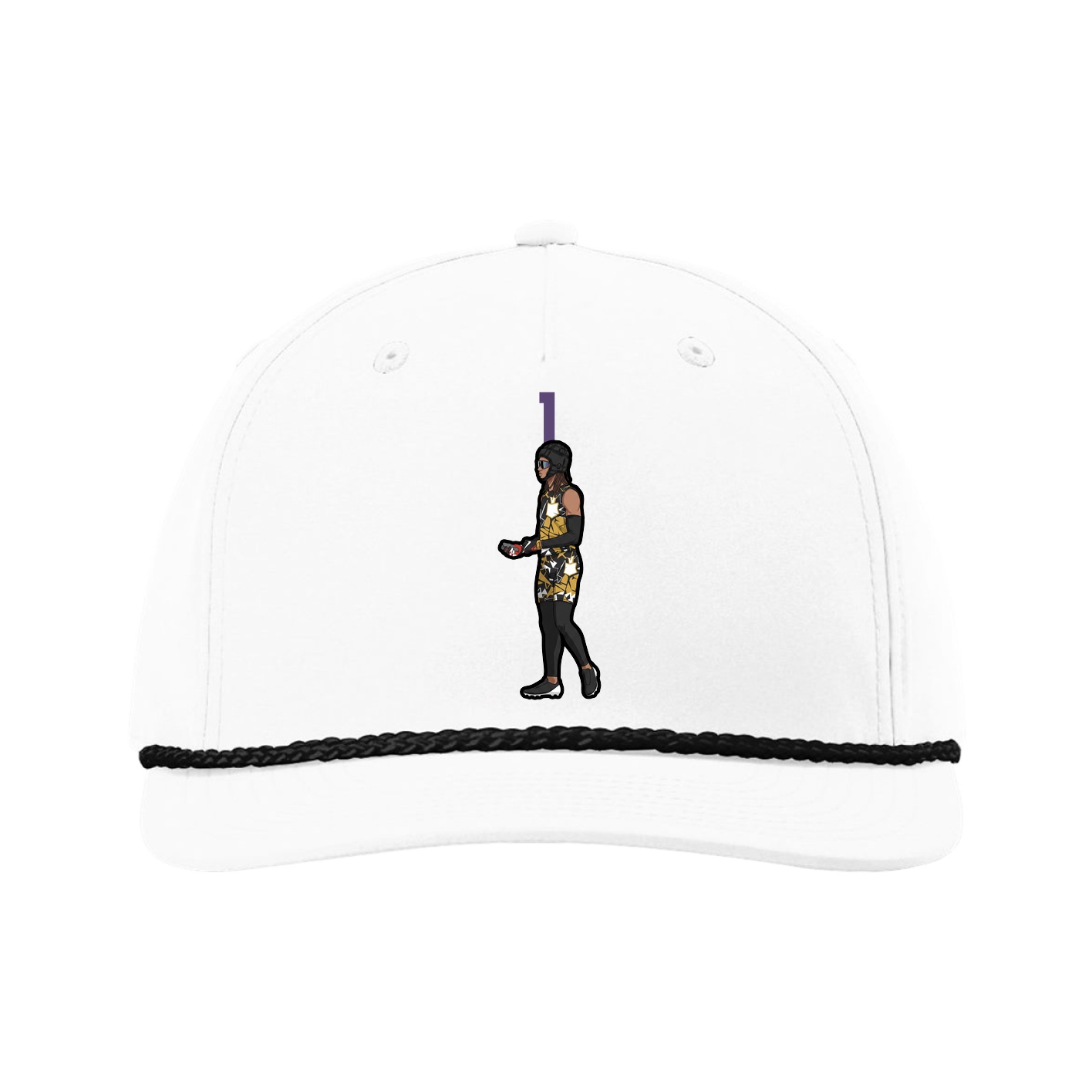 Five-Panel Classic Rope Cap — Number Top in White