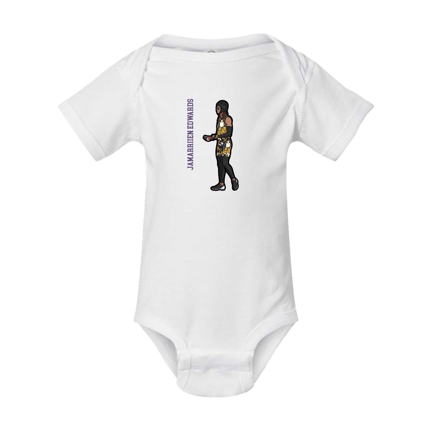 Baby Onesie — Name Vertical in White